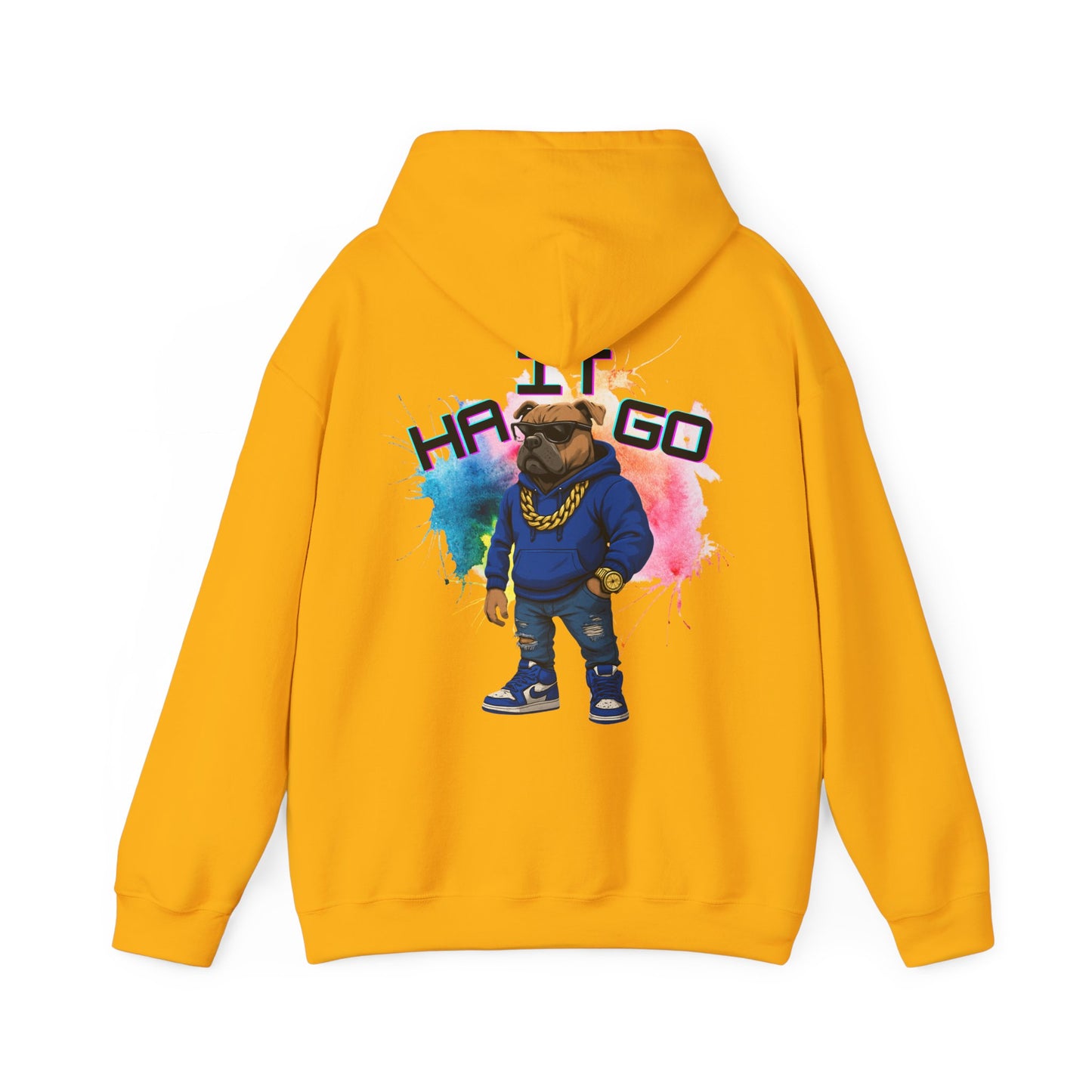 Ha It Go Cool Hipster Dog Hoodie, Streetwear Unisex Sweatshirt, Funny Pet Lover Gift, Casual Stylish Pullover, Colorful Graphic Sweatshirt