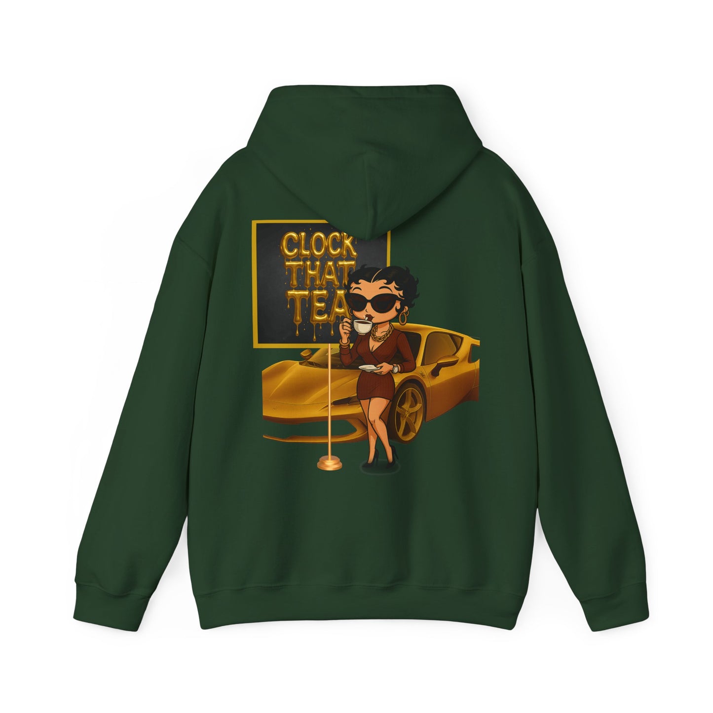 Clock That Tea Chic Hooded Sweatshirt for Tea Lovers, Trendy Unisex Pullover, Casual Streetwear, Gift for Friends, Perfect for Cozy Days
