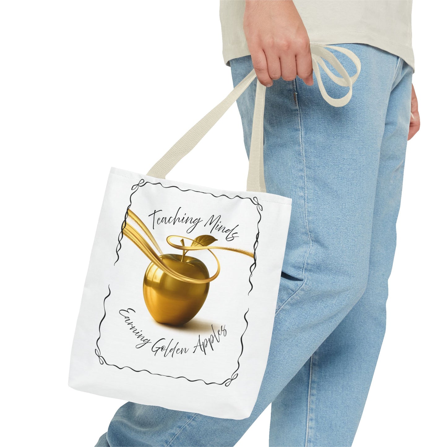 Golden Apple Teacher Tote Bag, Educational Gift Bag, Back to School, Classroom Essentials, Inspiring Quote Bag