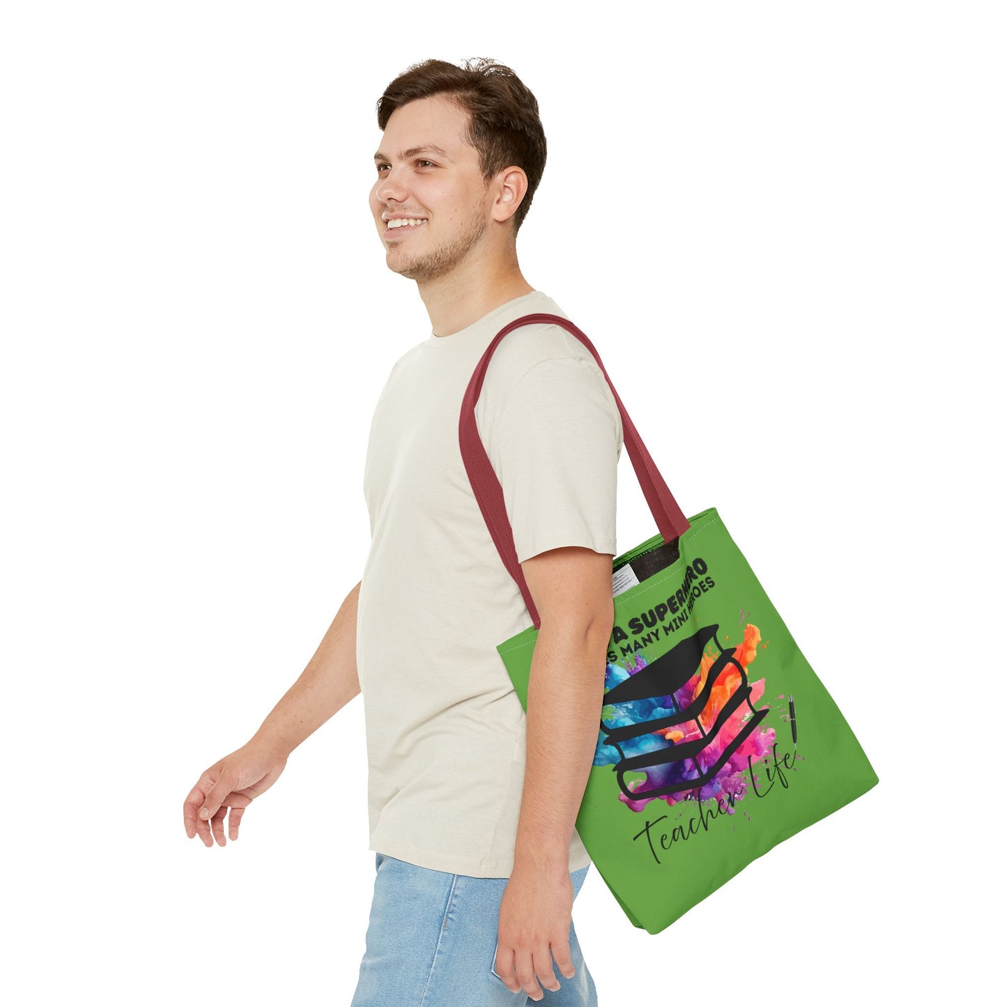Superhero Teacher Life Tote Bag, Teacher Gift, Eco-Friendly Bag, Back to School Accessory, Inspirational Tote