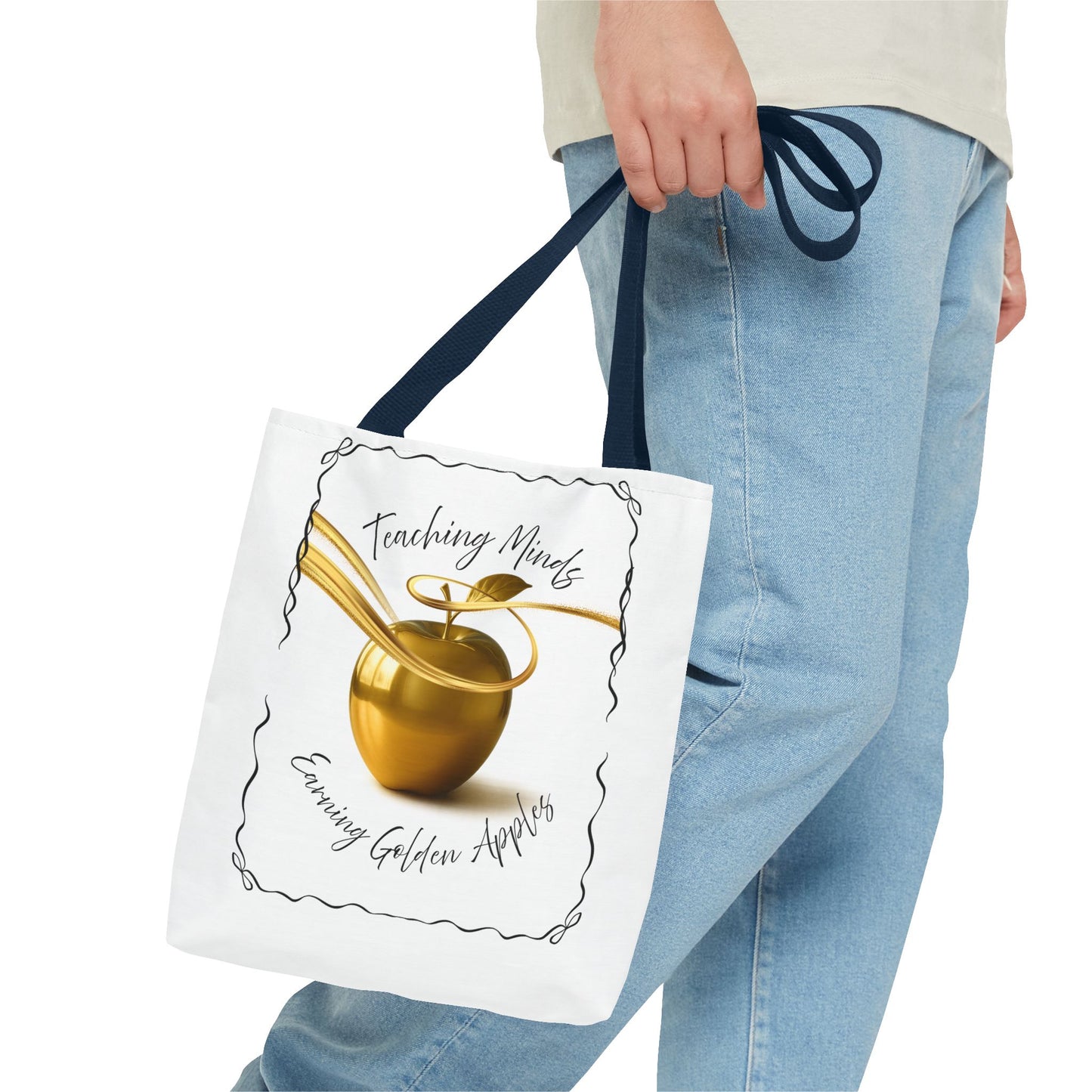 Golden Apple Teacher Tote Bag, Educational Gift Bag, Back to School, Classroom Essentials, Inspiring Quote Bag