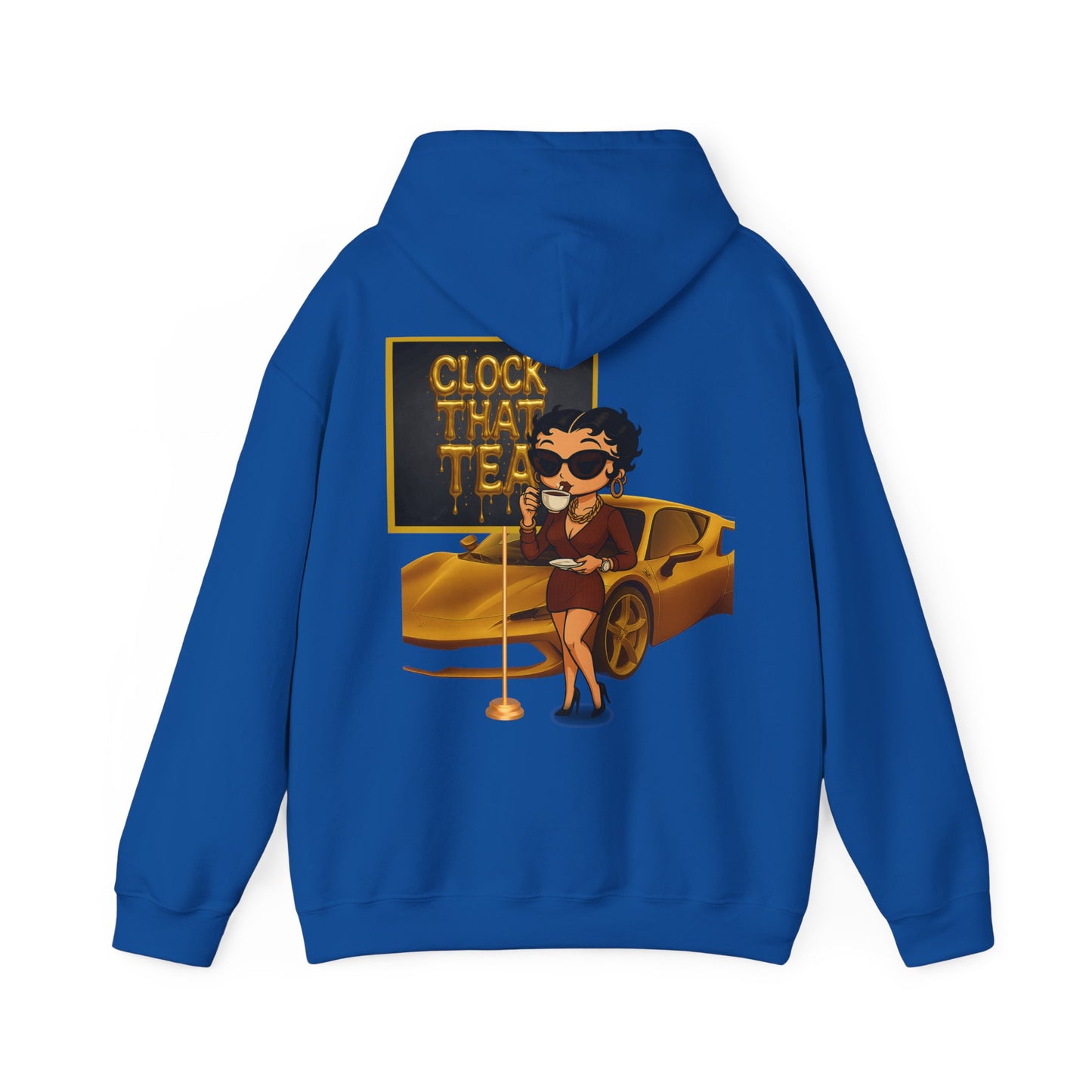 Clock That Tea Chic Hooded Sweatshirt for Tea Lovers, Trendy Unisex Pullover, Casual Streetwear, Gift for Friends, Perfect for Cozy Days