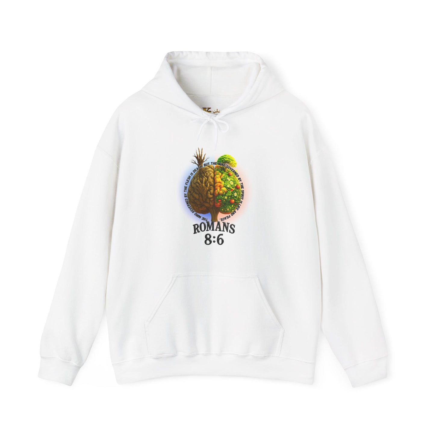 Romans 8:6, Inspirational Unisex Hooded Sweatshirt, Motivational Gift, Cozy Print, Spiritual Hoodie, Everyday Wear, Affirmation Clothing