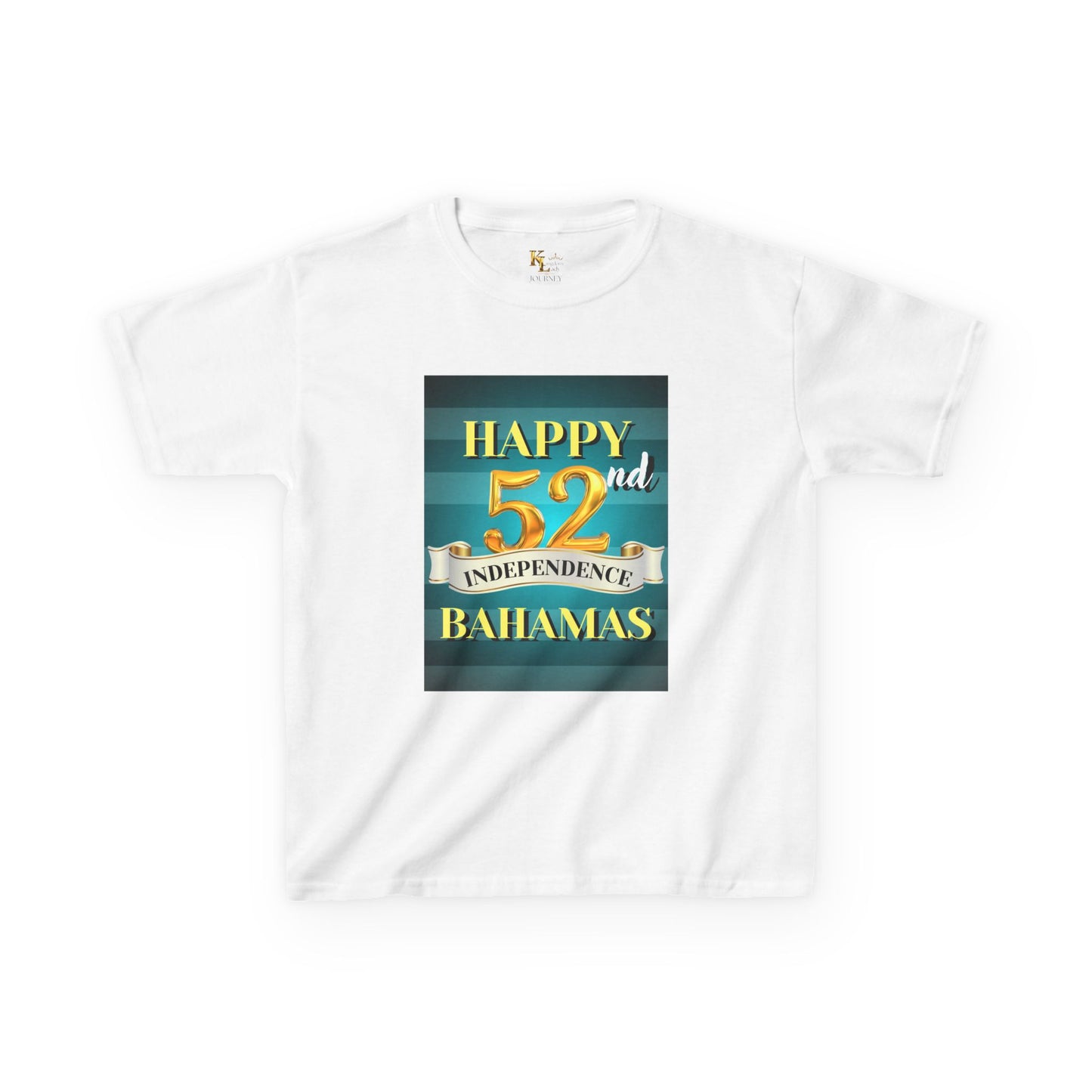 Happy 52nd Independence Blue Stripe Bahamas Kids Tee, Fun Kids Shirt, Celebration T-Shirt, Birthday Gift, Summer Apparel, Independence Day Outfit