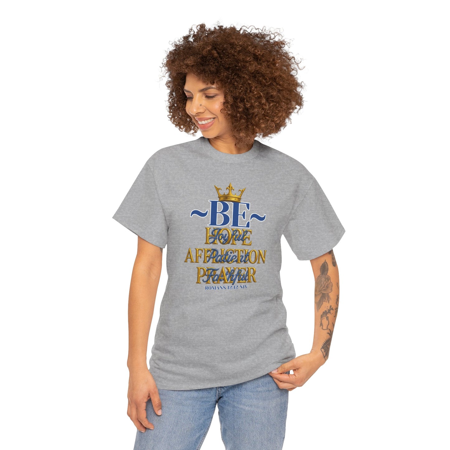 Romans 12:12 Unisex Heavy Cotton Tee with Inspirational Quote - Be joyful in Hope, Perfect Gift for Spiritual Seekers, Daily Wear, Encouragement, [...]