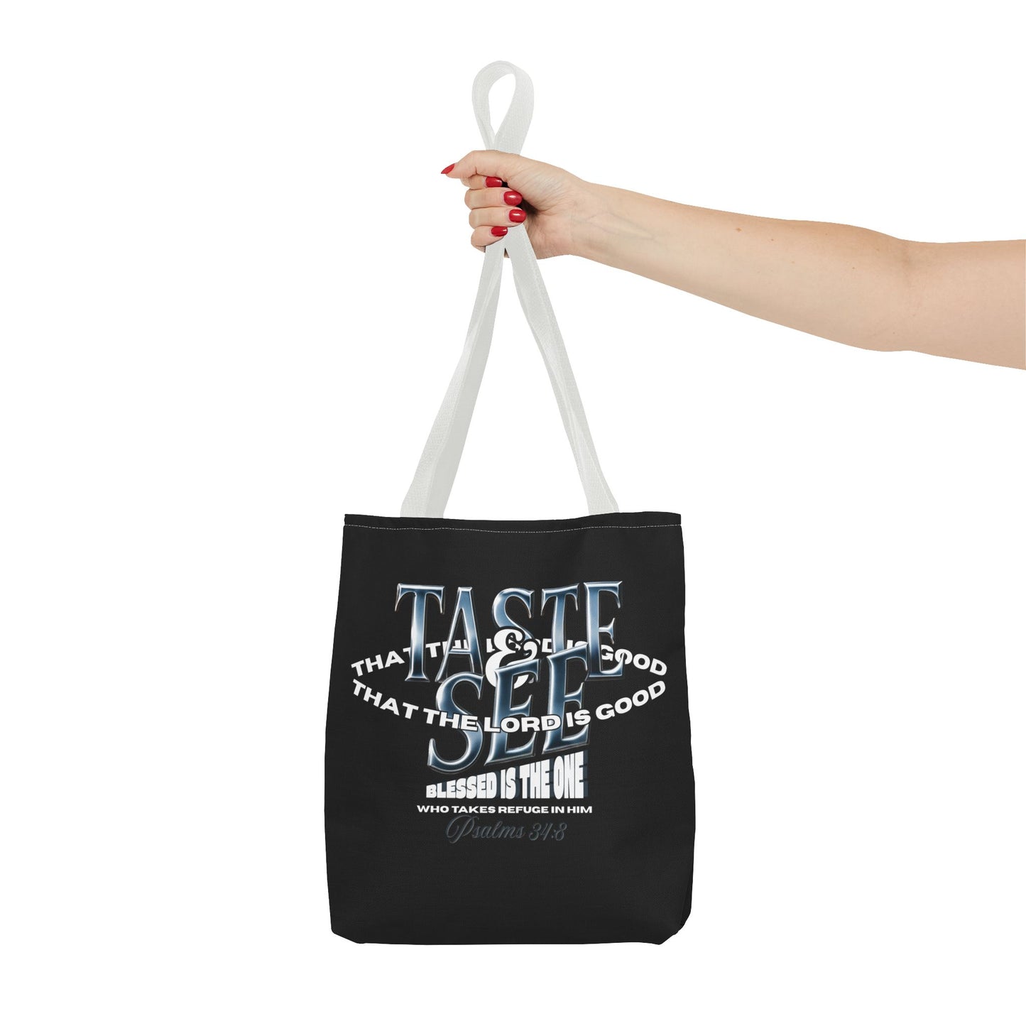 Taste and See Inspirational Tote Bag - Faith & Spirituality, Christian Gift, Bible Verse, Religious Accessories, Everyday Use, Stylish Carryall
