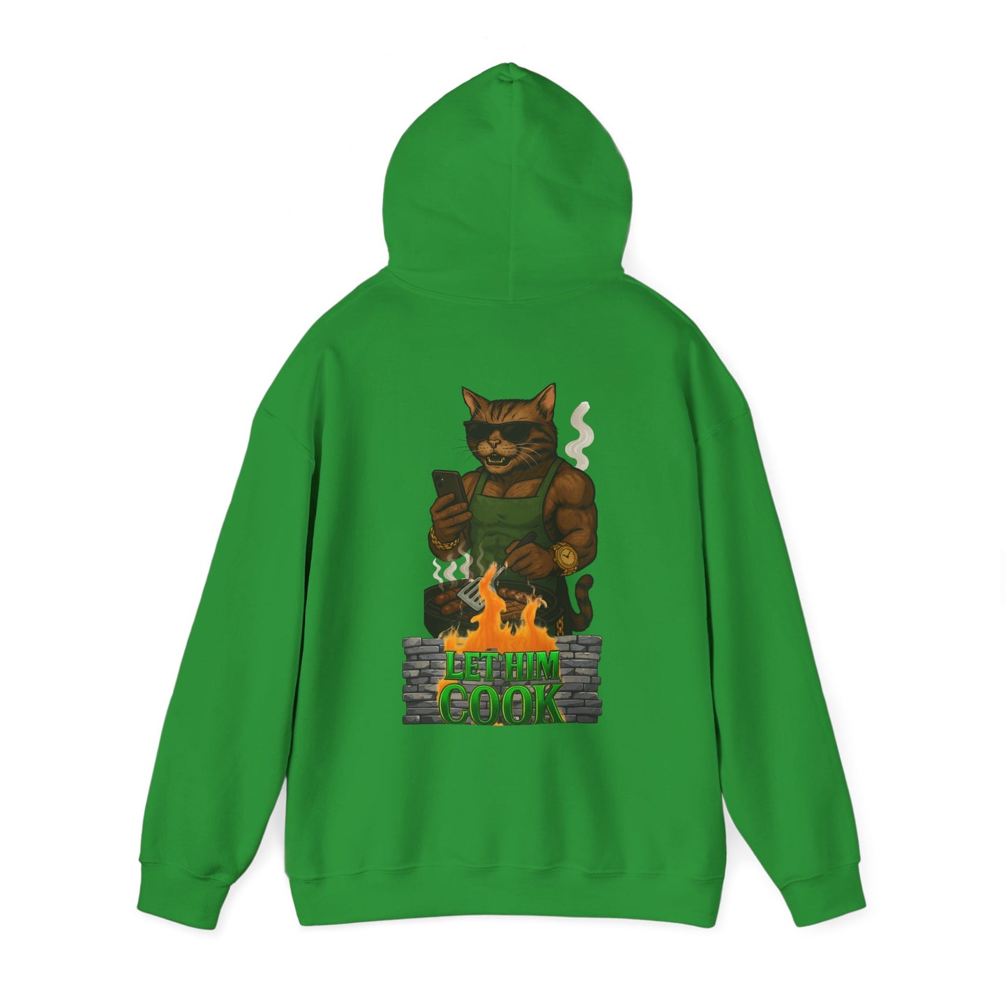 Let Him Cook Cool Cat Grillin' Sweatshirt | Unisex Hoodie for Cat Lovers, Funny Gift for Friends, Cozy Wear, Casual Outfit, Birthday and Holiday Gift