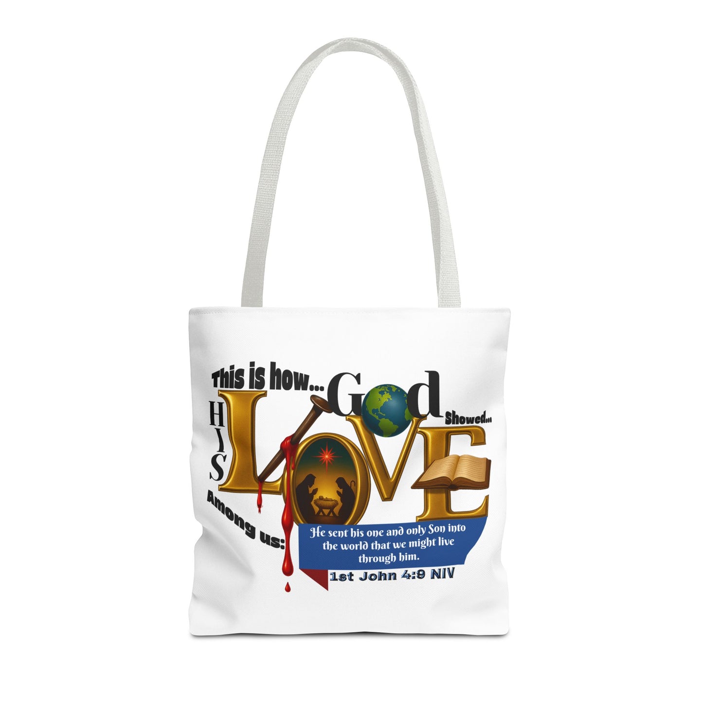 1st John 4:9 Faith-Inspired Tote Bag, Christian Gift, Religious Tote, Bible Verse Bag, Everyday Use, Church Accessory