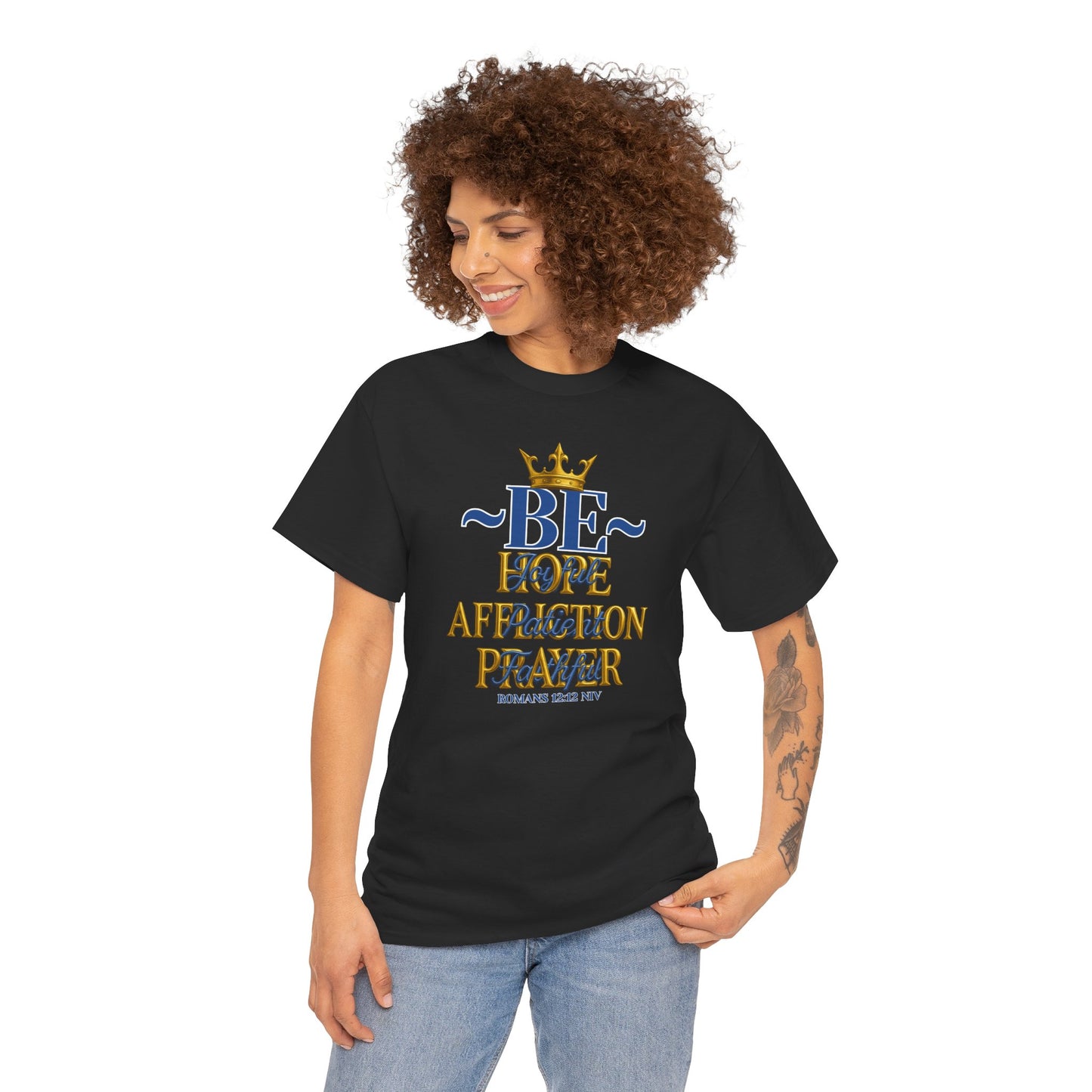 Romans 12:12 Unisex Heavy Cotton Tee with Inspirational Quote - Be joyful in Hope, Perfect Gift for Spiritual Seekers, Daily Wear, Encouragement, [...]