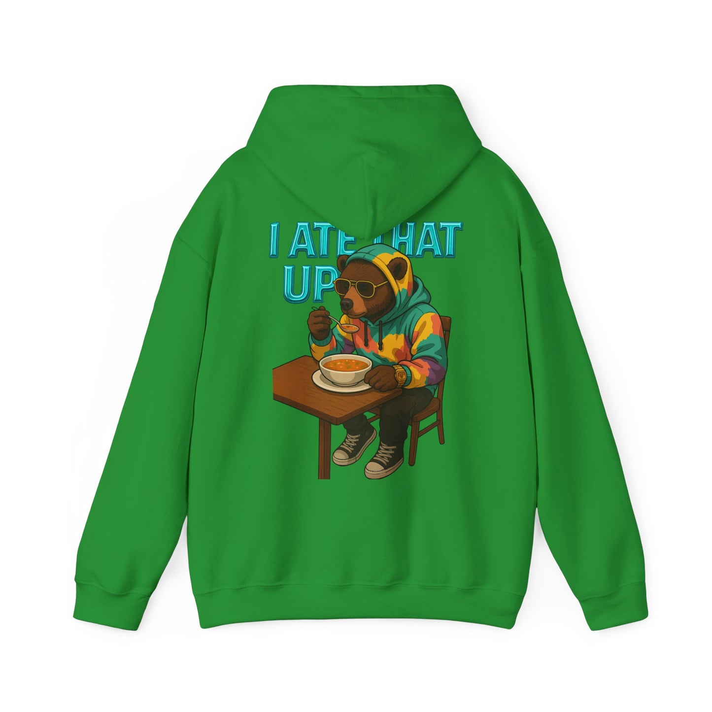 Ate That Up Playful Bear Hoodie, Funny Animal Sweatshirt, Gift for Food Lovers, Cozy Bear Apparel, Unique Unisex Pullover, Fun Statement Top