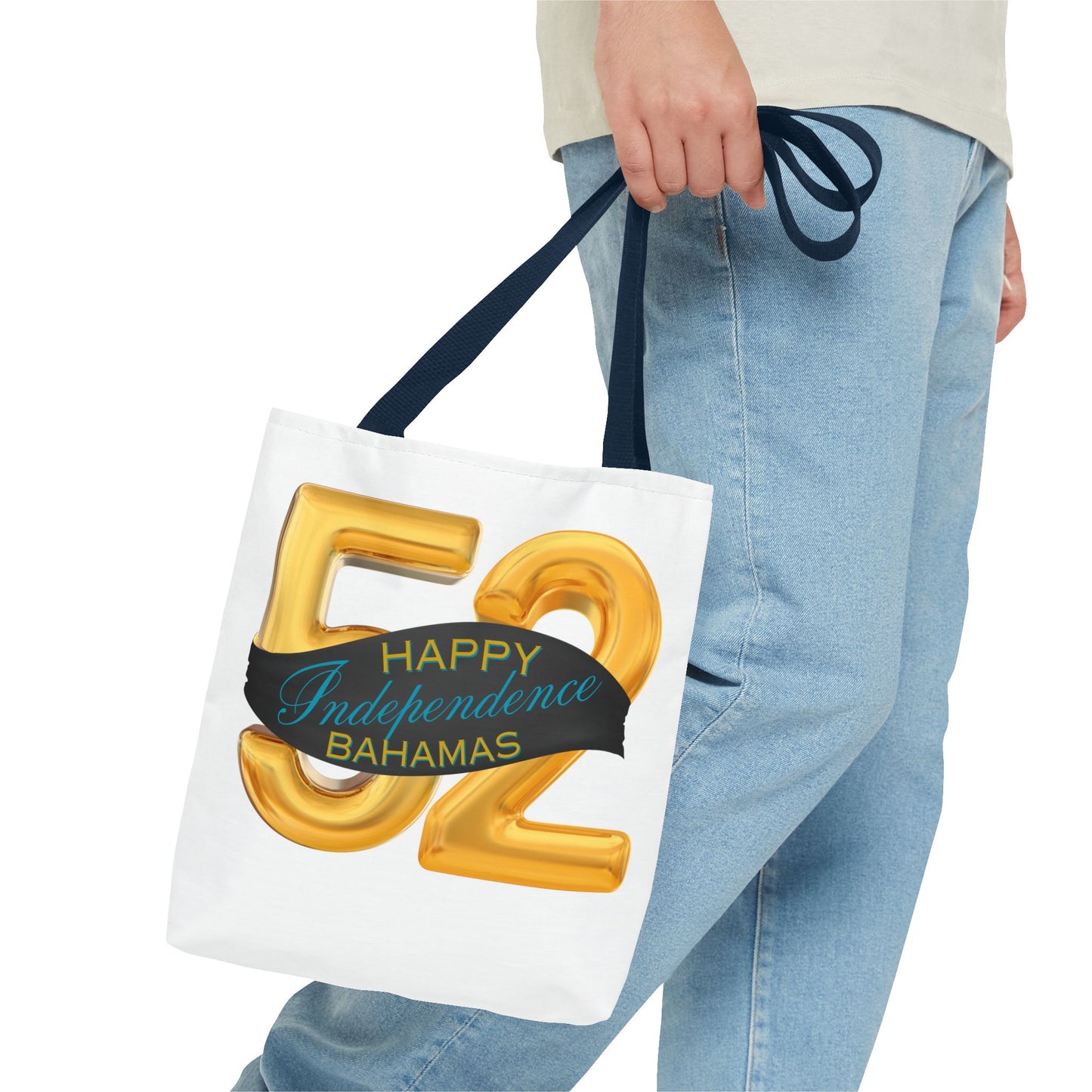 Happy Independence Day Bahamas Gold 52 Tote Bag, Celebratory Tote, Gift for Independence Day, Summer Vibes, Beach Bag, Colorful Accessories