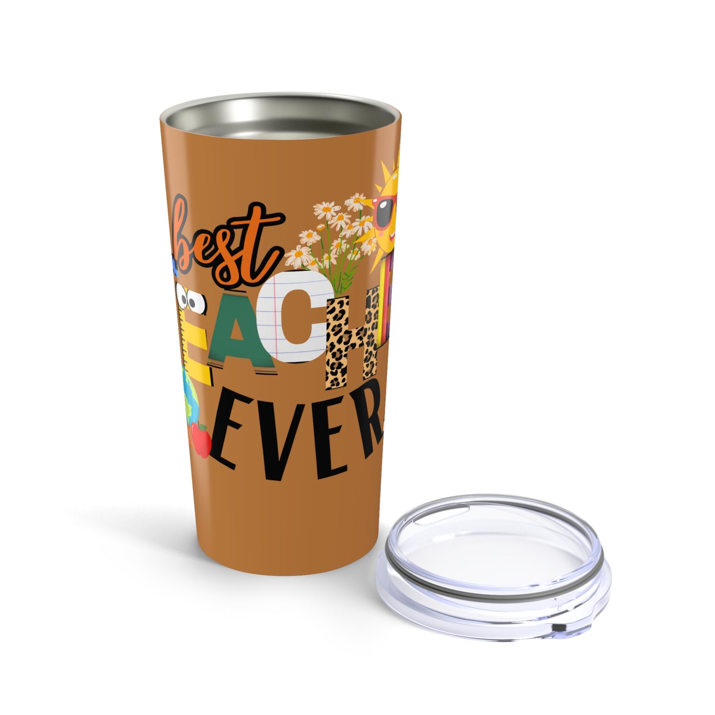 Best Teacher Ever, Colorful Inspirational Tumbler - Motivational Drinkware, Teacher Gift, Travel Mug, Stylish Coffee Cup