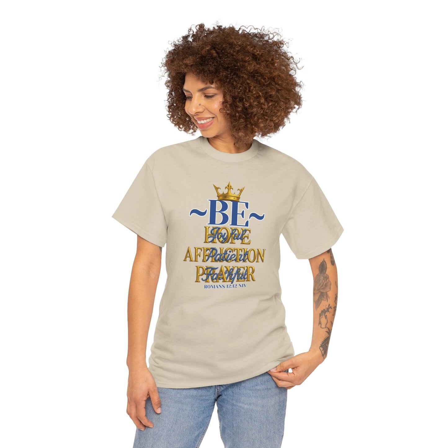 Romans 12:12 Unisex Heavy Cotton Tee with Inspirational Quote - Be joyful in Hope, Perfect Gift for Spiritual Seekers, Daily Wear, Encouragement, [...]