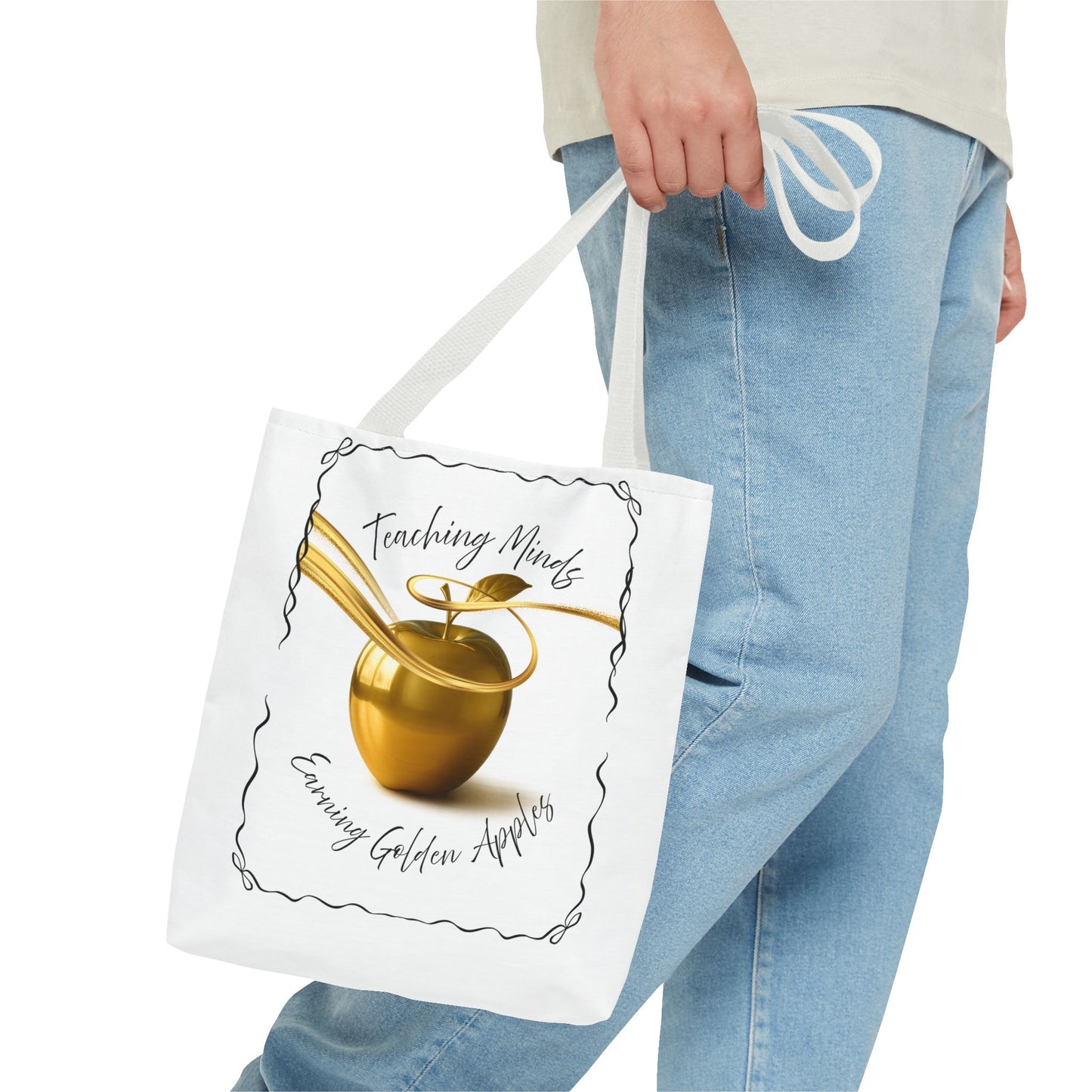 Golden Apple Teacher Tote Bag, Educational Gift Bag, Back to School, Classroom Essentials, Inspiring Quote Bag