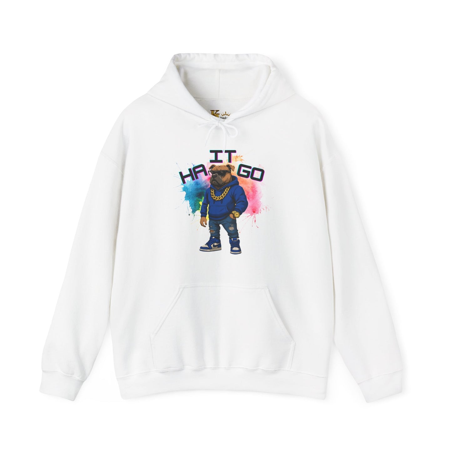 Ha It Go Cool Hipster Dog Hoodie, Streetwear Unisex Sweatshirt, Funny Pet Lover Gift, Casual Stylish Pullover, Colorful Graphic Sweatshirt