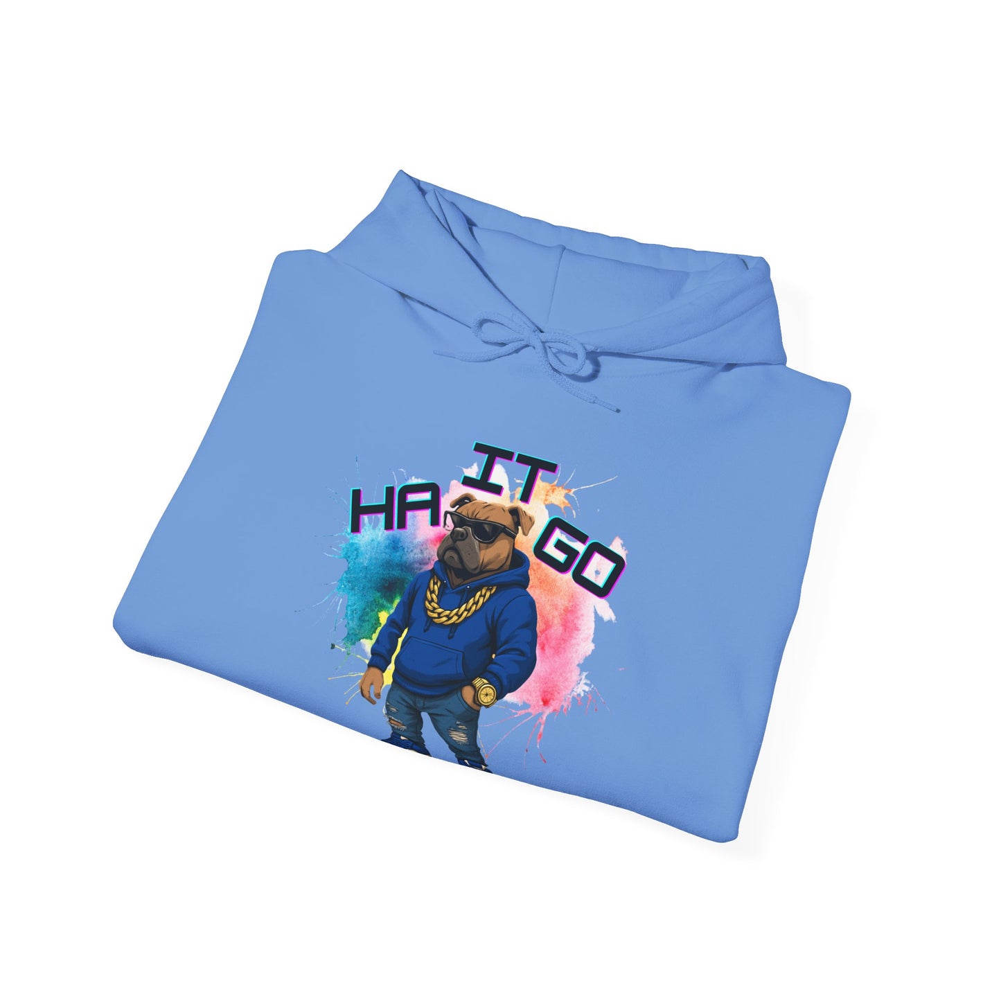 Ha It Go Cool Hipster Dog Hoodie, Streetwear Unisex Sweatshirt, Funny Pet Lover Gift, Casual Stylish Pullover, Colorful Graphic Sweatshirt