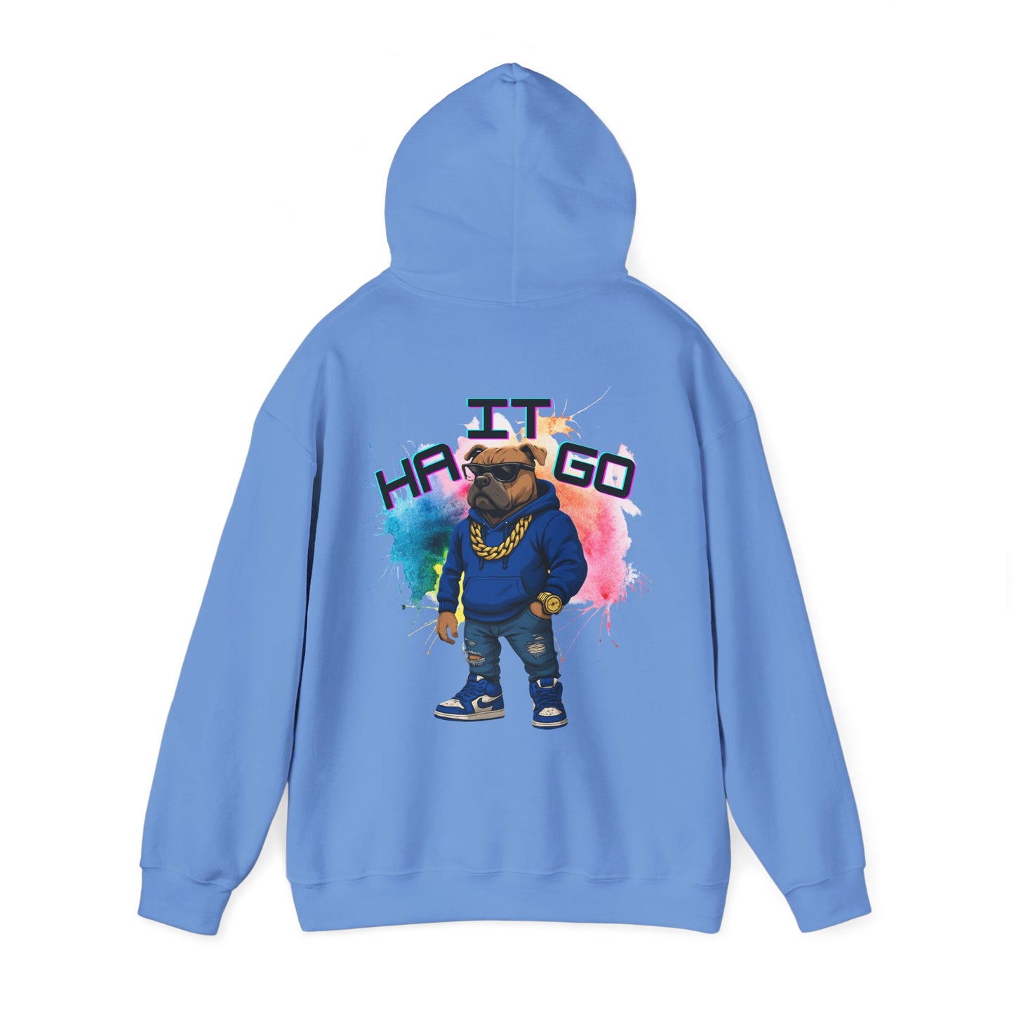 Ha It Go Cool Hipster Dog Hoodie, Streetwear Unisex Sweatshirt, Funny Pet Lover Gift, Casual Stylish Pullover, Colorful Graphic Sweatshirt