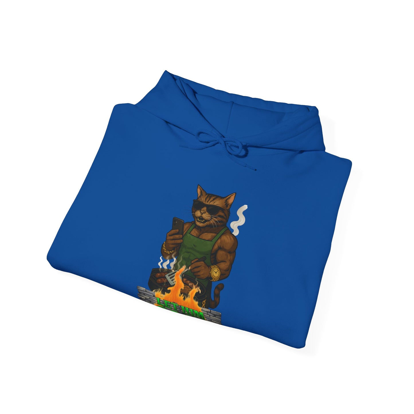 Let Him Cook Cool Cat Grillin' Sweatshirt | Unisex Hoodie for Cat Lovers, Funny Gift for Friends, Cozy Wear, Casual Outfit, Birthday and Holiday Gift