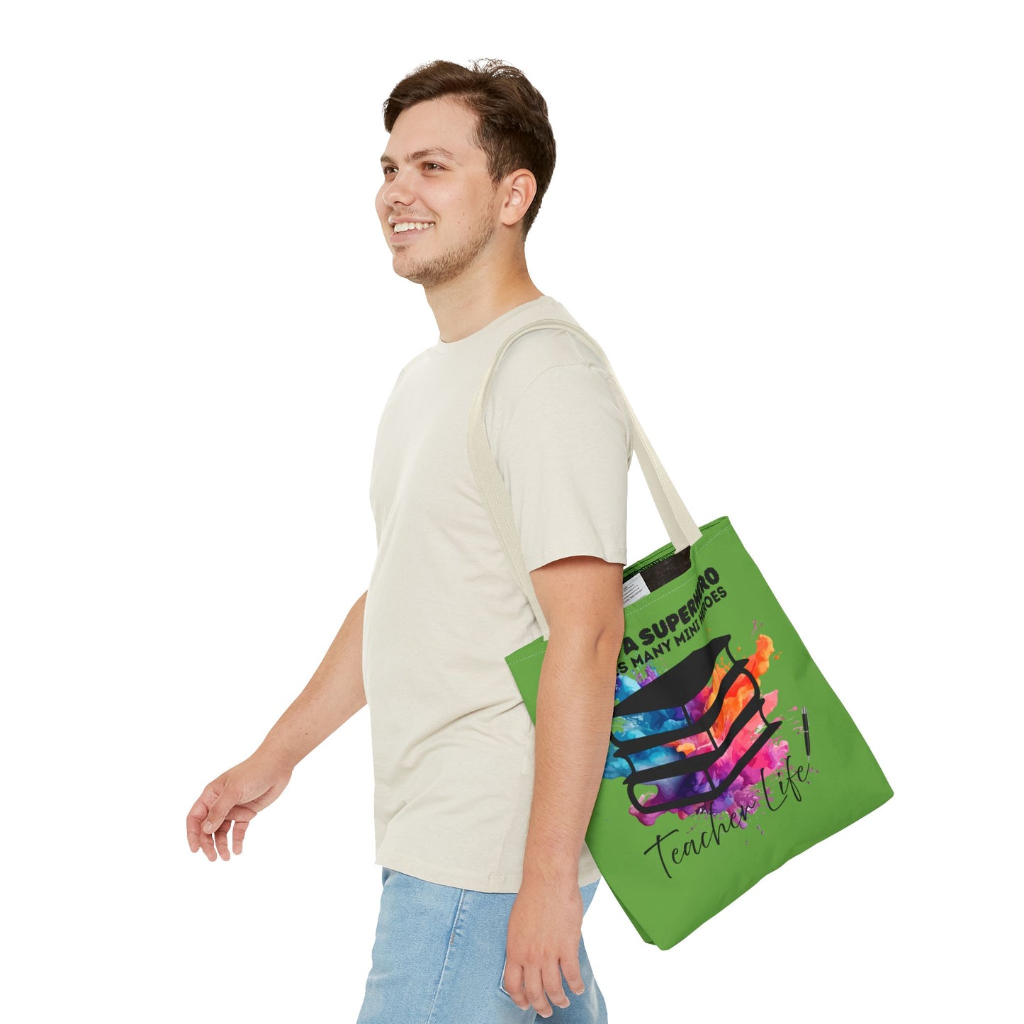 Superhero Teacher Life Tote Bag, Teacher Gift, Eco-Friendly Bag, Back to School Accessory, Inspirational Tote