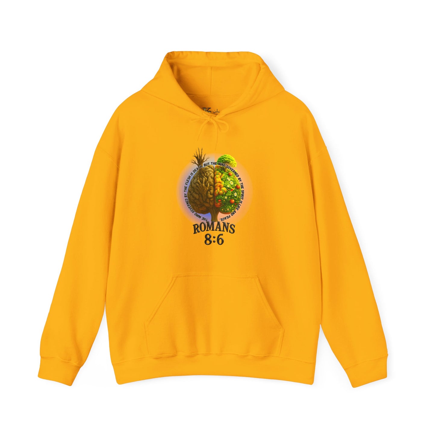 Romans 8:6, Inspirational Unisex Hooded Sweatshirt, Motivational Gift, Cozy Print, Spiritual Hoodie, Everyday Wear, Affirmation Clothing