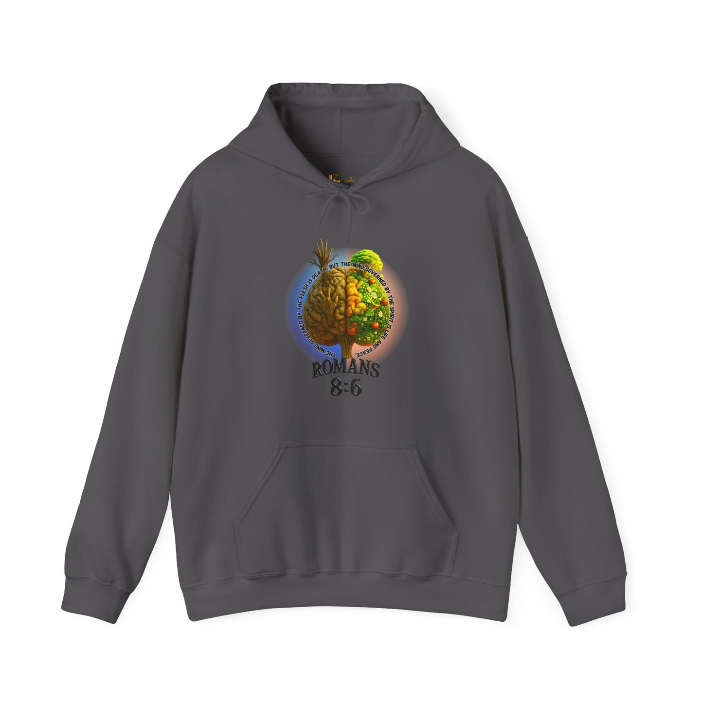 Romans 8:6, Inspirational Unisex Hooded Sweatshirt, Motivational Gift, Cozy Print, Spiritual Hoodie, Everyday Wear, Affirmation Clothing