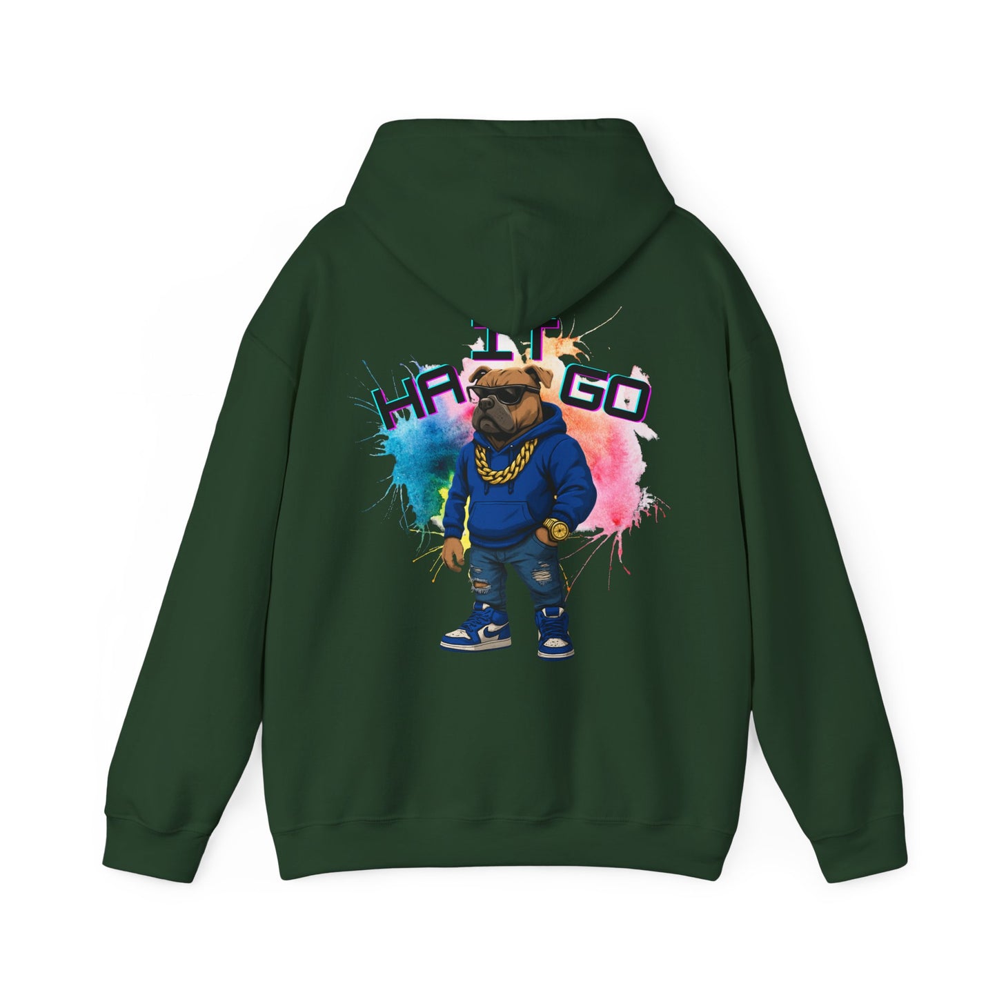 Ha It Go Cool Hipster Dog Hoodie, Streetwear Unisex Sweatshirt, Funny Pet Lover Gift, Casual Stylish Pullover, Colorful Graphic Sweatshirt