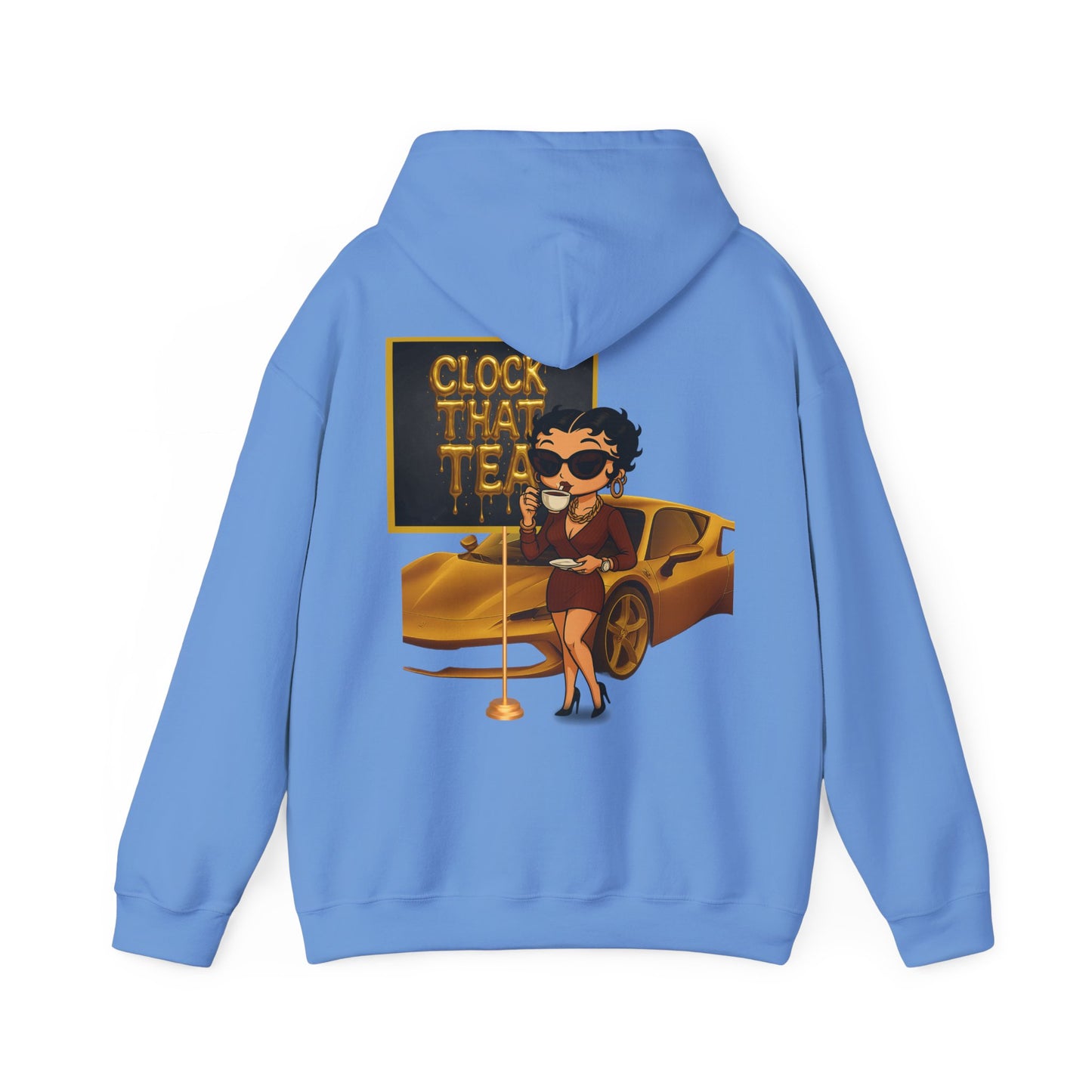 Clock That Tea Chic Hooded Sweatshirt for Tea Lovers, Trendy Unisex Pullover, Casual Streetwear, Gift for Friends, Perfect for Cozy Days