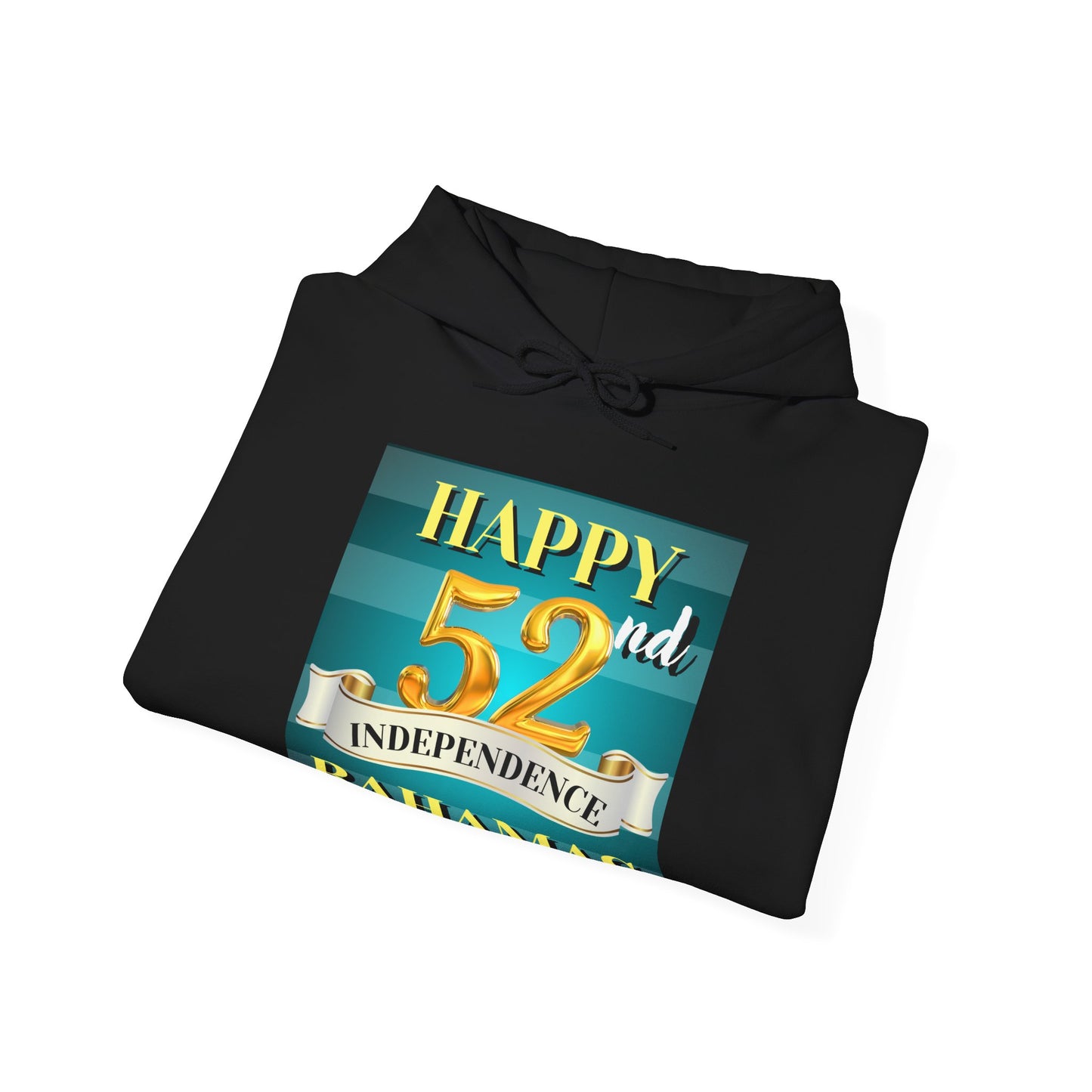 Happy 52nd Independence Blue Stripe Bahamas Hoodie, Cozy Sweatshirt, 52nd Anniversary Gift, Unisex Pullover, Festive Celebration Apparel