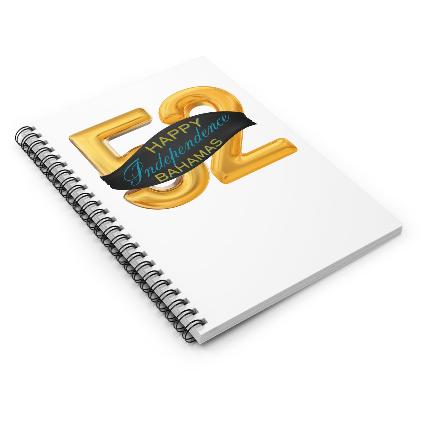 Happy Independence Day Bahamas Gold 52 Spiral Notebook - Celebrate, Journaling, Stationery, Gifts, Bahamas Independence