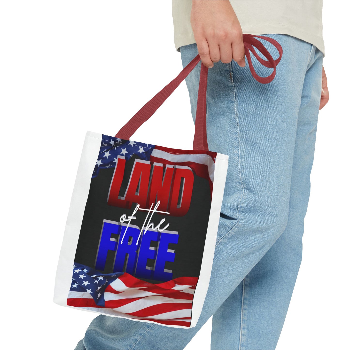 Patriotic Tote Bag - Land of the Free, Home of the Brave, USA Flag, Fourth of July, Gift for Patriots, Summer Fun