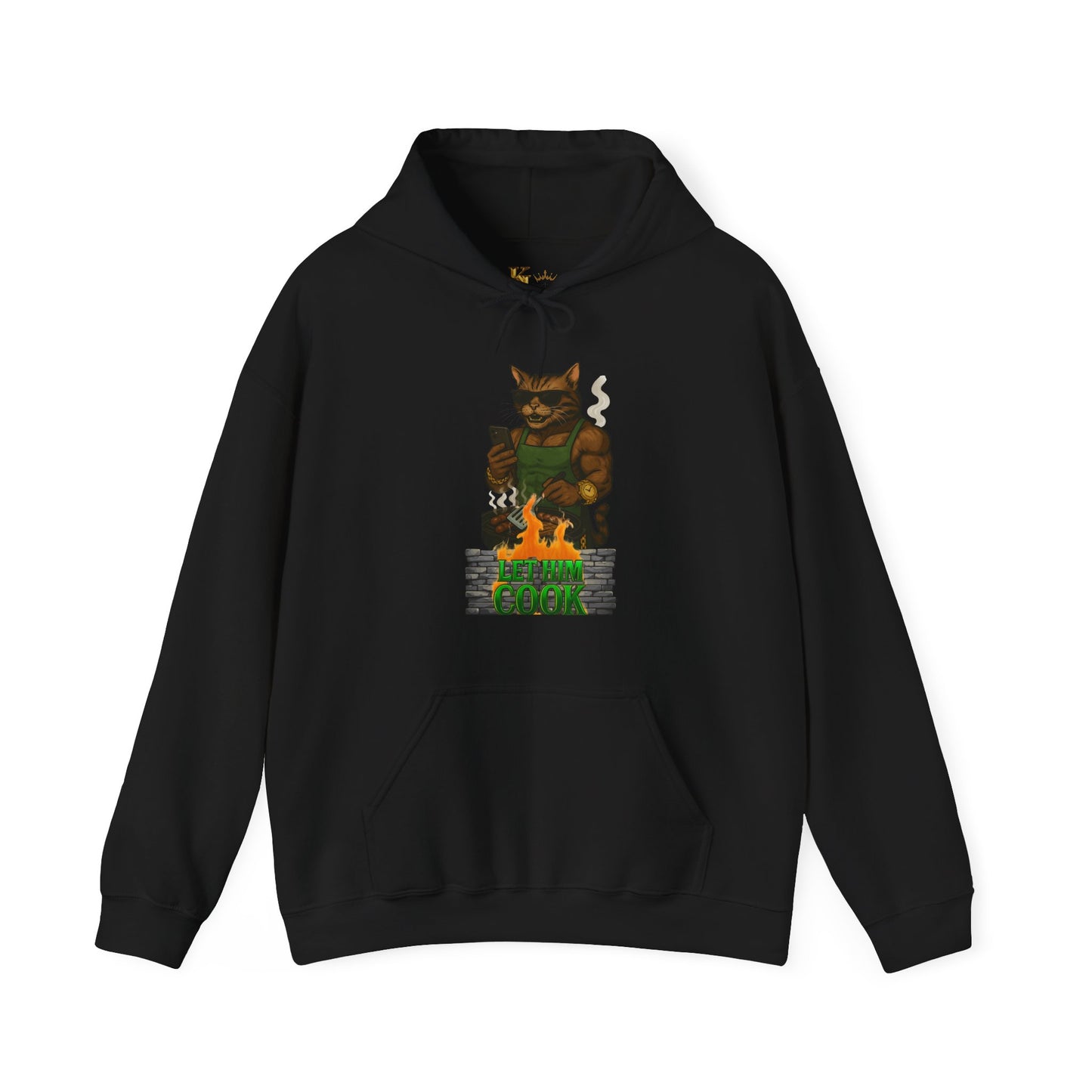 Let Him Cook Cool Cat Grillin' Sweatshirt | Unisex Hoodie for Cat Lovers, Funny Gift for Friends, Cozy Wear, Casual Outfit, Birthday and Holiday Gift