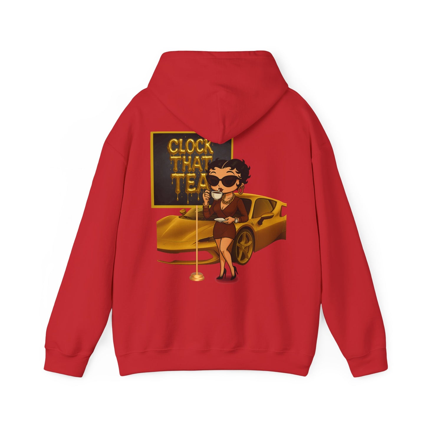 Clock That Tea Chic Hooded Sweatshirt for Tea Lovers, Trendy Unisex Pullover, Casual Streetwear, Gift for Friends, Perfect for Cozy Days