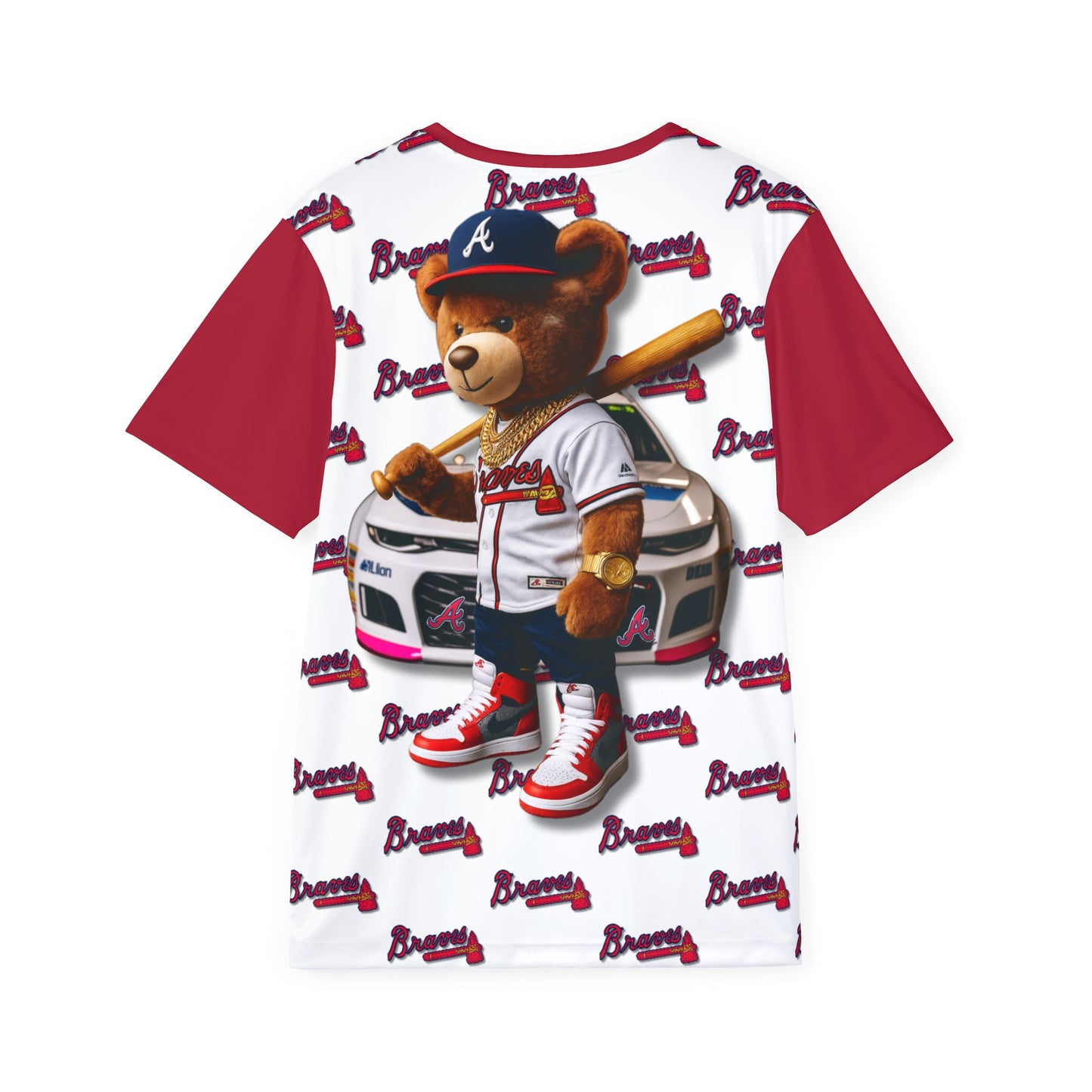 Atlanta Braves Baseball, Bristol Motor Speedway, Men's Sports Jersey with Bear Mascot, Cute Baseball Shirt, Sporty Casual Wear, Gifts for Sports Fans, MLB Team Apparel, Fun Birthday Present
