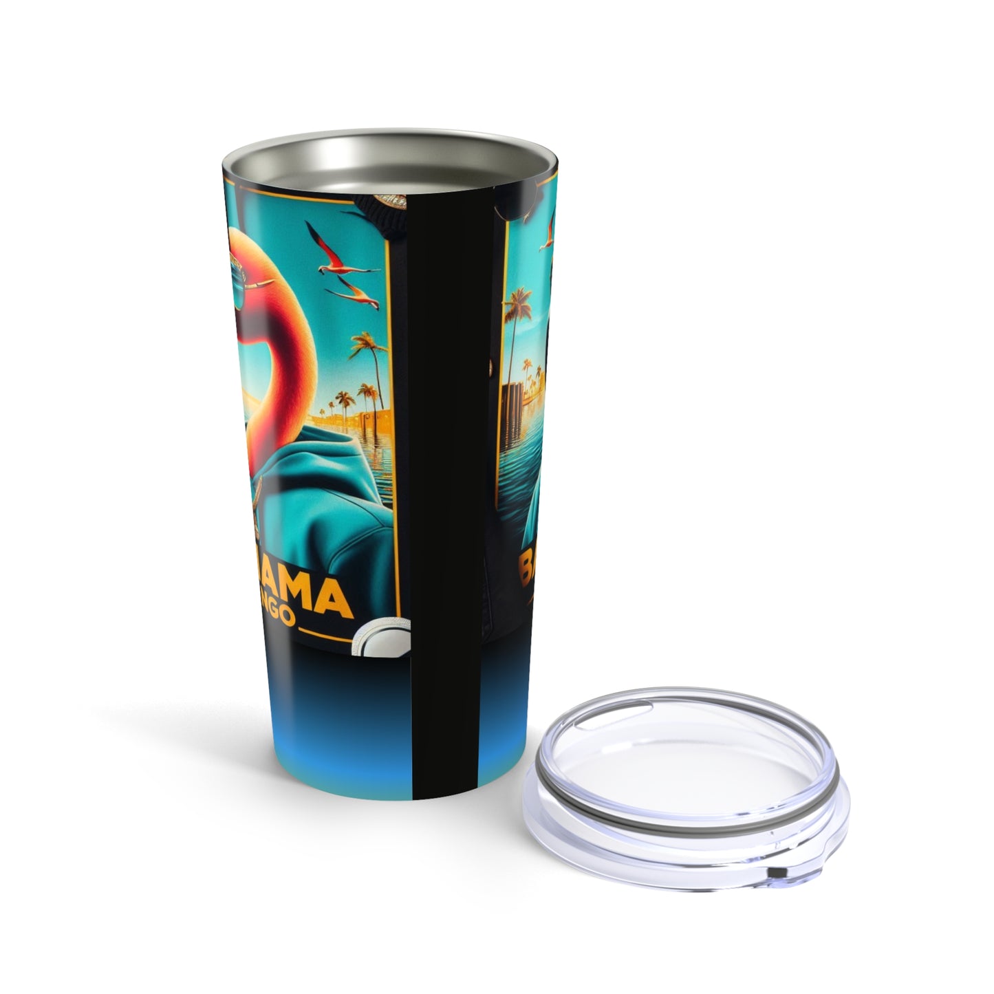 Bahama Mingo, Vibrant Beach Scene Tumbler | Tropical Drinkware, Summer, Travel Mug, Gift for Him/Her, Beach Lovers
