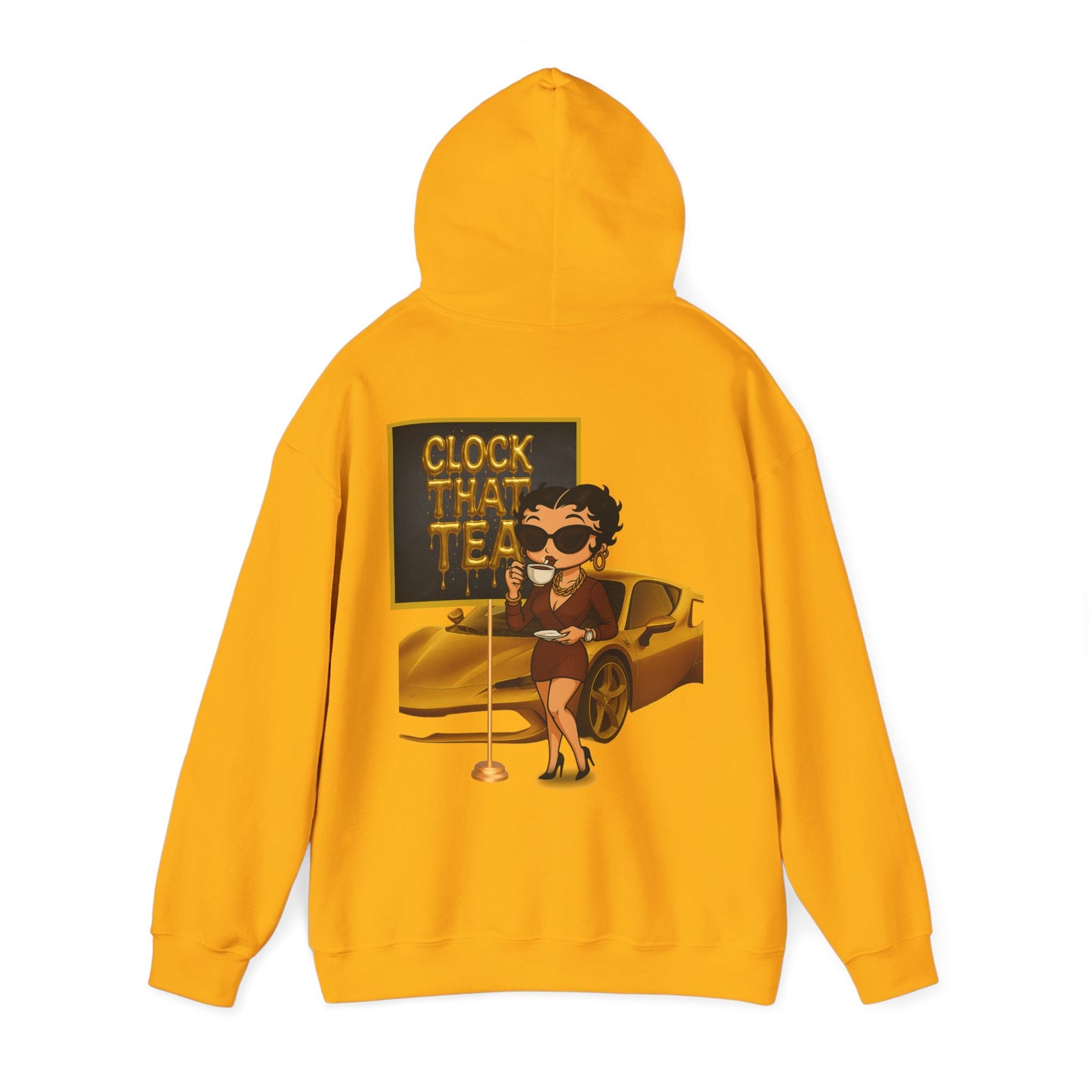 Clock That Tea Chic Hooded Sweatshirt for Tea Lovers, Trendy Unisex Pullover, Casual Streetwear, Gift for Friends, Perfect for Cozy Days