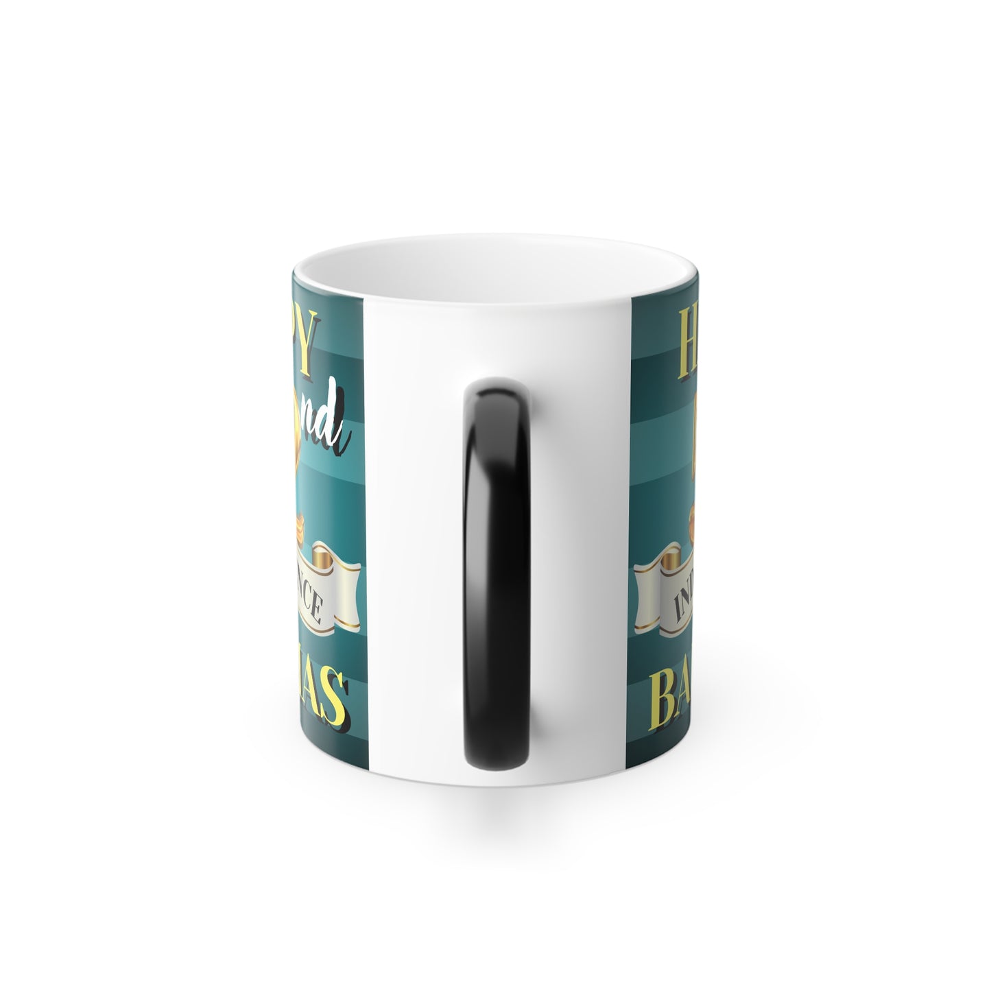 Happy 52nd Independence Blue Stripe Bahamas Color Morphing Mug - Happy Independence Day Gift, Custom Coffee Cup, Fun Drinkware for Bahamas Celebrations, Holiday Memento, Unique Present