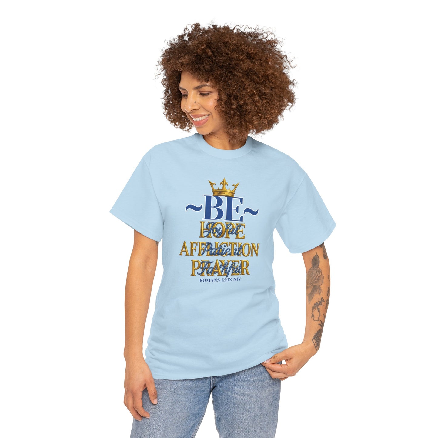 Romans 12:12 Unisex Heavy Cotton Tee with Inspirational Quote - Be joyful in Hope, Perfect Gift for Spiritual Seekers, Daily Wear, Encouragement, [...]