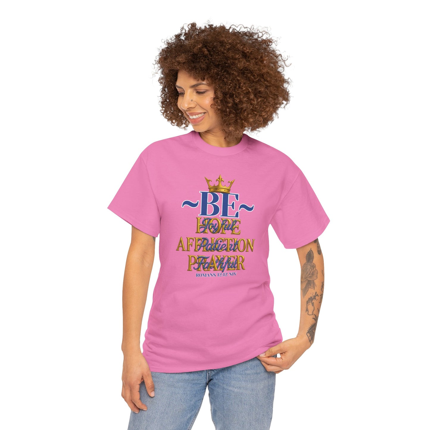 Romans 12:12 Unisex Heavy Cotton Tee with Inspirational Quote - Be joyful in Hope, Perfect Gift for Spiritual Seekers, Daily Wear, Encouragement, [...]