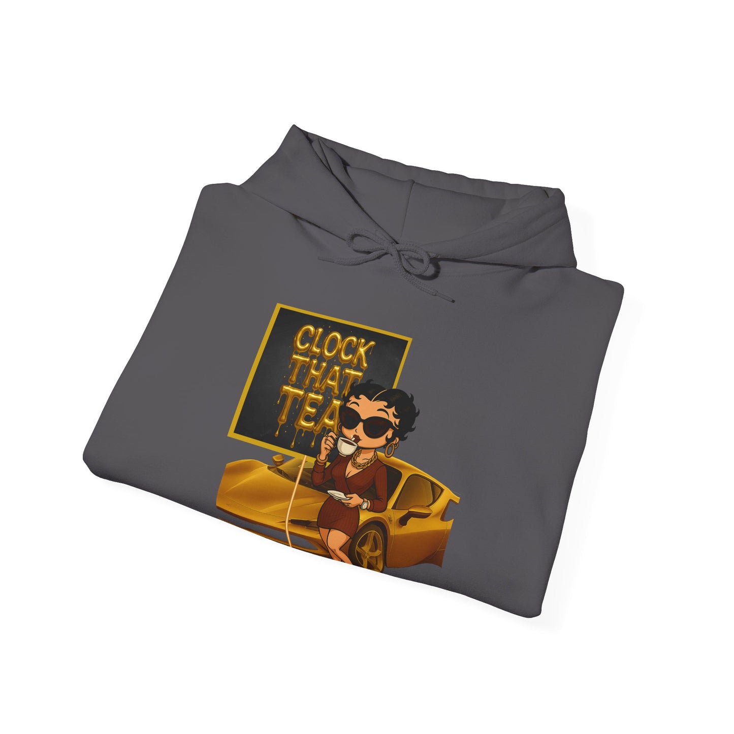 Clock That Tea Chic Hooded Sweatshirt for Tea Lovers, Trendy Unisex Pullover, Casual Streetwear, Gift for Friends, Perfect for Cozy Days