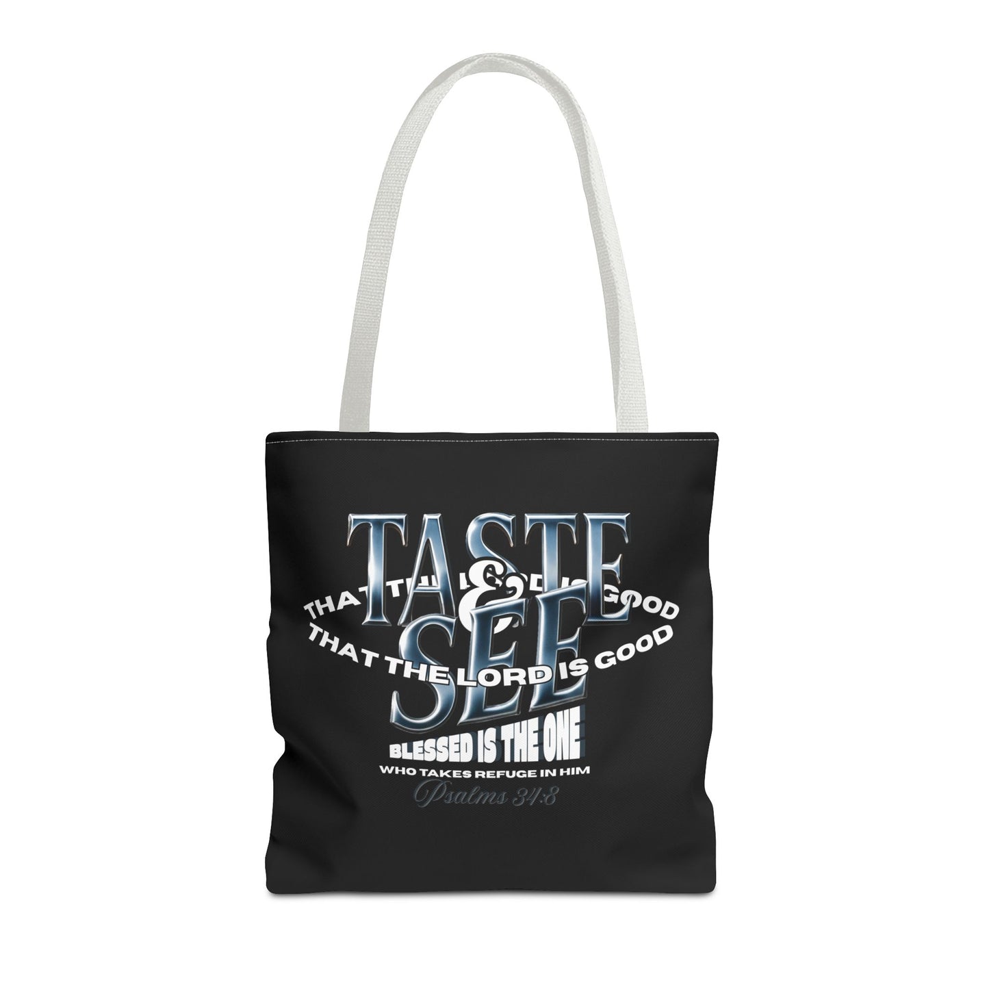 Taste and See Inspirational Tote Bag - Faith & Spirituality, Christian Gift, Bible Verse, Religious Accessories, Everyday Use, Stylish Carryall