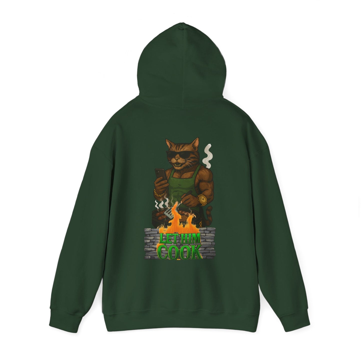 Let Him Cook Cool Cat Grillin' Sweatshirt | Unisex Hoodie for Cat Lovers, Funny Gift for Friends, Cozy Wear, Casual Outfit, Birthday and Holiday Gift