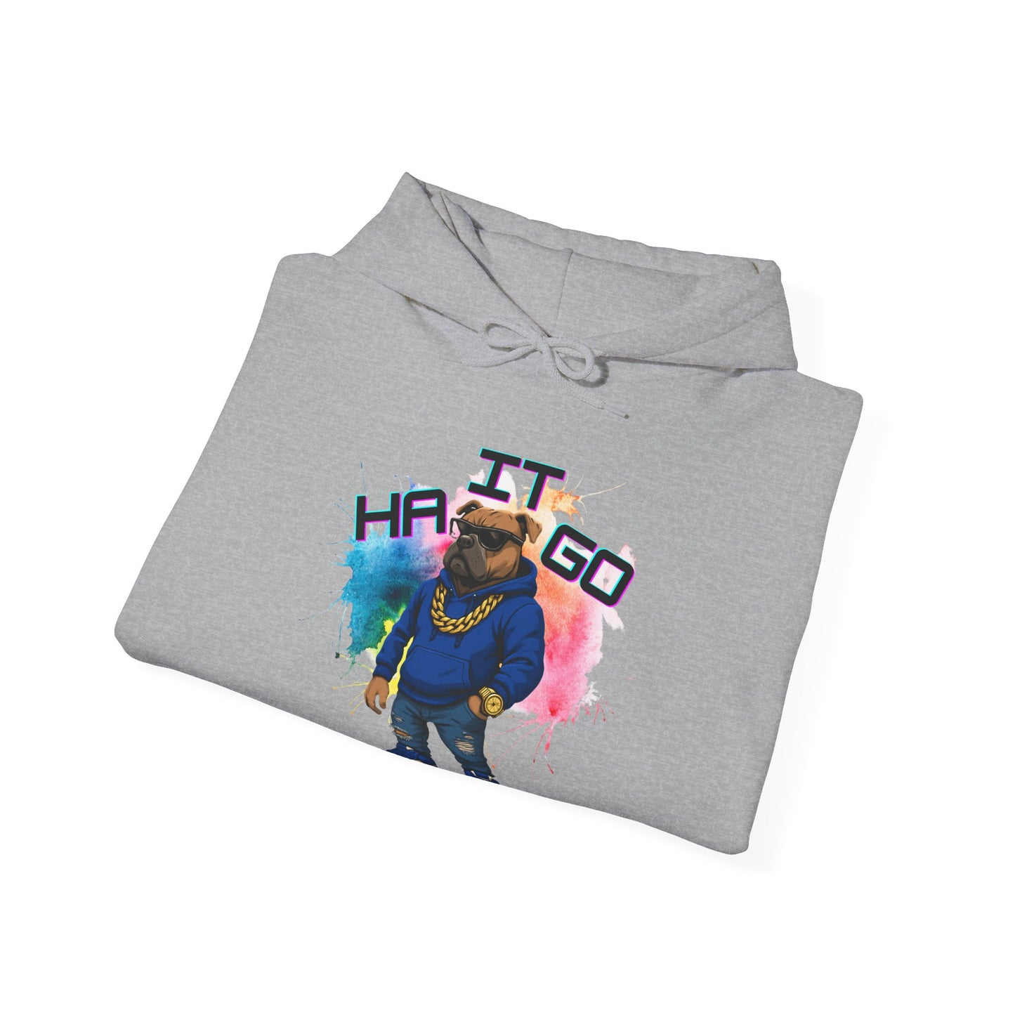 Ha It Go Cool Hipster Dog Hoodie, Streetwear Unisex Sweatshirt, Funny Pet Lover Gift, Casual Stylish Pullover, Colorful Graphic Sweatshirt