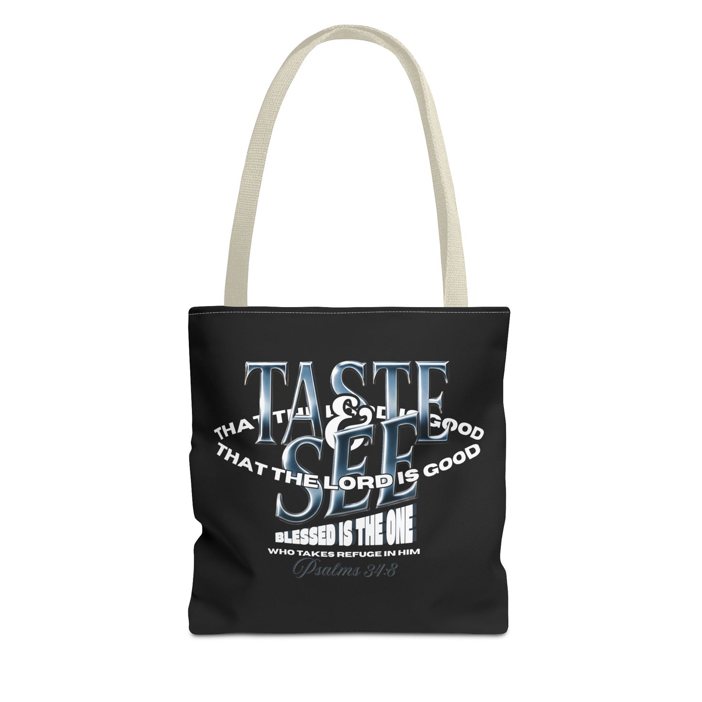 Taste and See Inspirational Tote Bag - Faith & Spirituality, Christian Gift, Bible Verse, Religious Accessories, Everyday Use, Stylish Carryall