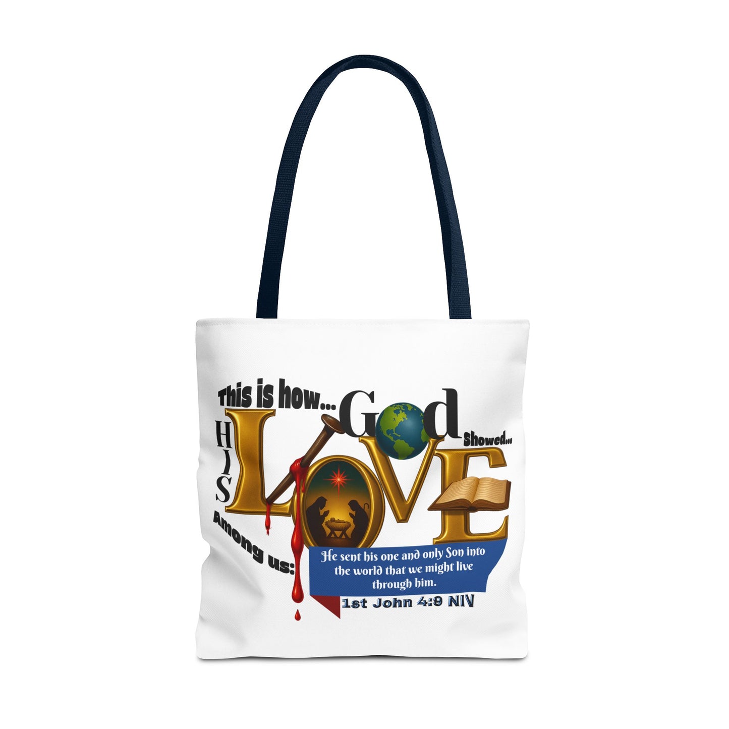 1st John 4:9 Faith-Inspired Tote Bag, Christian Gift, Religious Tote, Bible Verse Bag, Everyday Use, Church Accessory