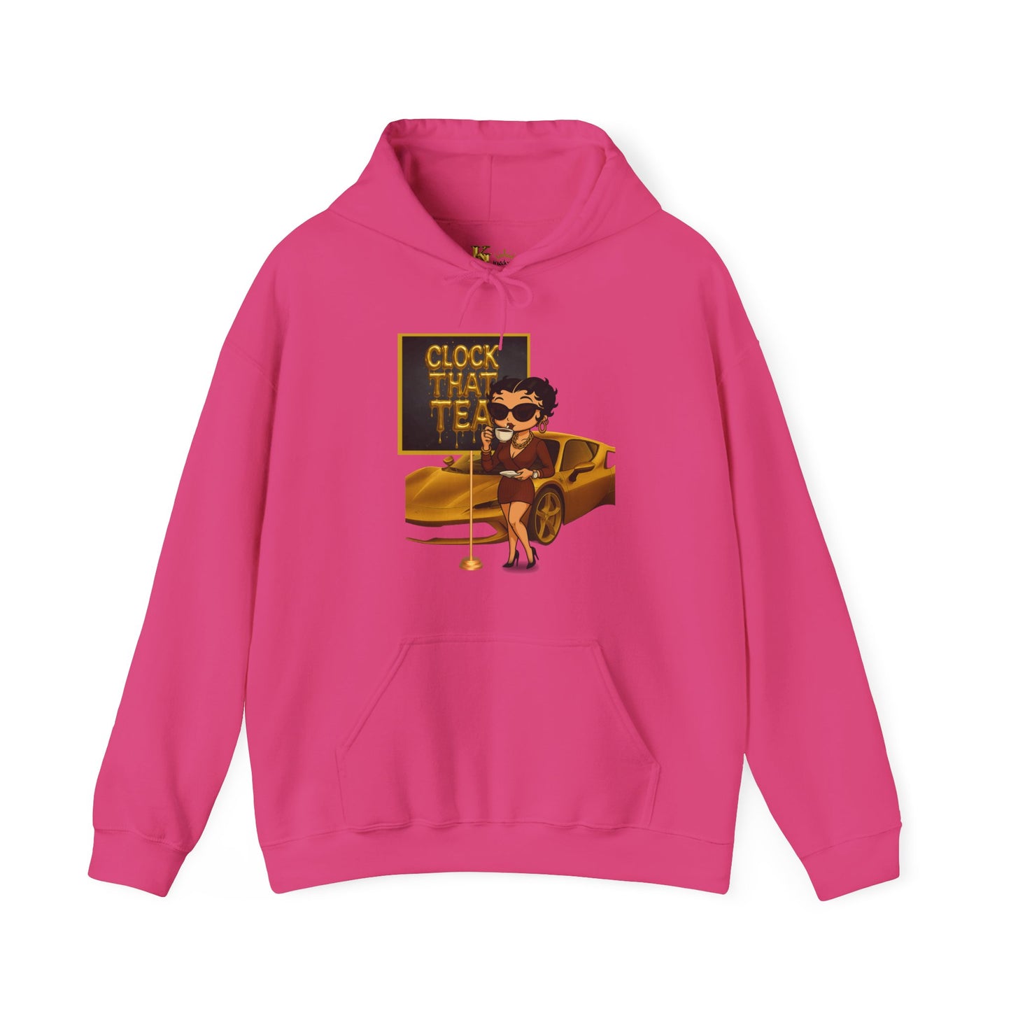 Clock That Tea Chic Hooded Sweatshirt for Tea Lovers, Trendy Unisex Pullover, Casual Streetwear, Gift for Friends, Perfect for Cozy Days