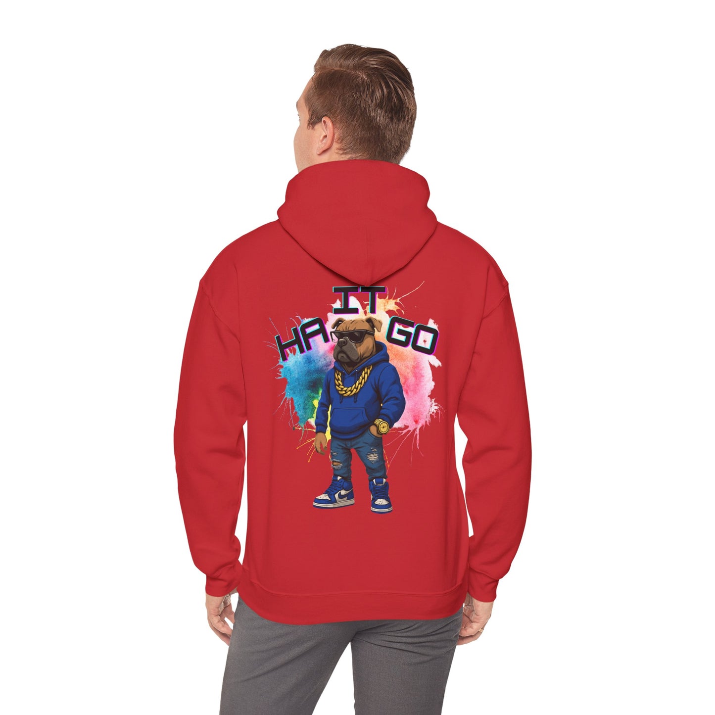 Ha It Go Cool Hipster Dog Hoodie, Streetwear Unisex Sweatshirt, Funny Pet Lover Gift, Casual Stylish Pullover, Colorful Graphic Sweatshirt