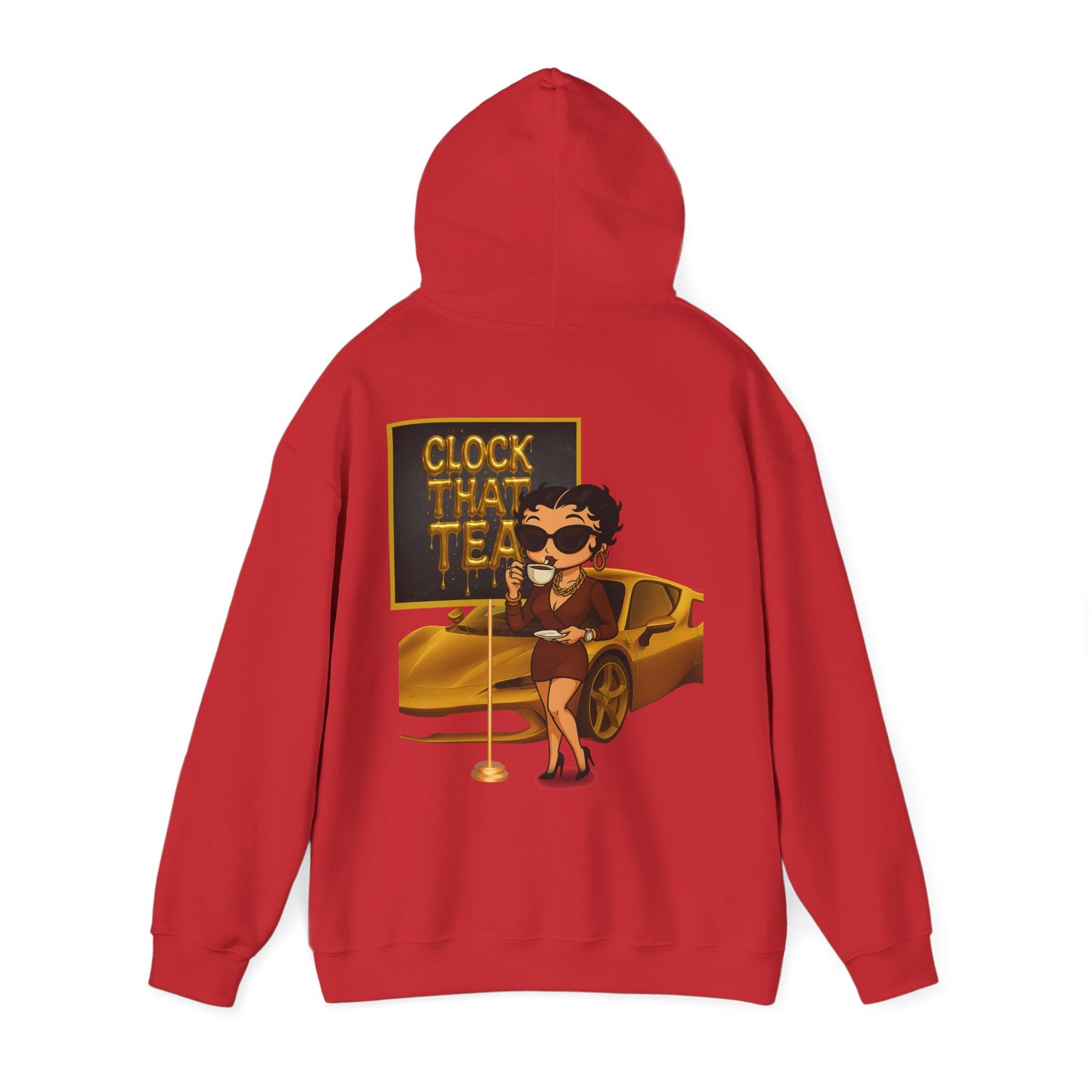 Clock That Tea Chic Hooded Sweatshirt for Tea Lovers, Trendy Unisex Pullover, Casual Streetwear, Gift for Friends, Perfect for Cozy Days