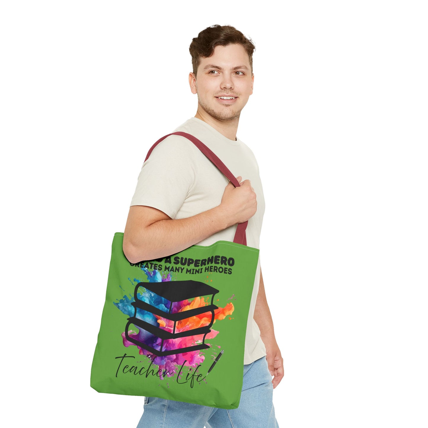 Superhero Teacher Life Tote Bag, Teacher Gift, Eco-Friendly Bag, Back to School Accessory, Inspirational Tote