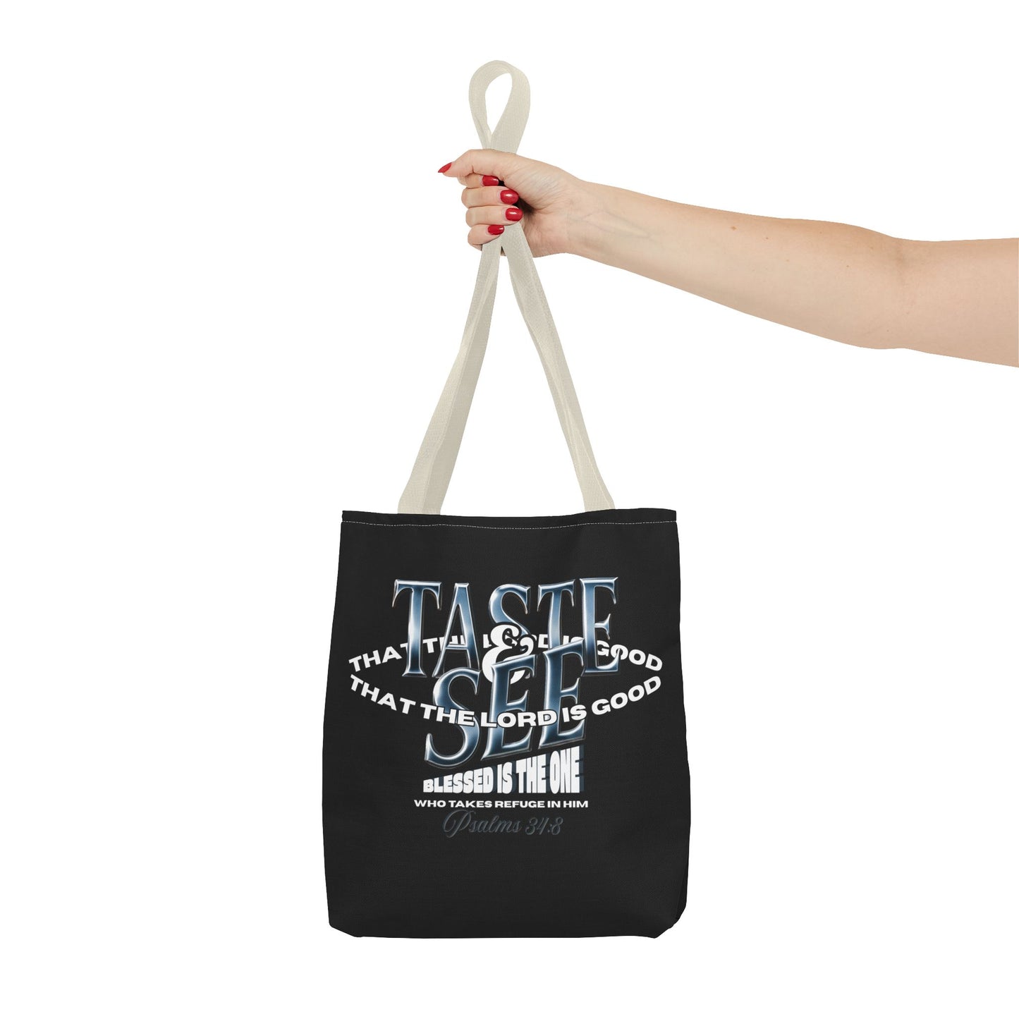 Taste and See Inspirational Tote Bag - Faith & Spirituality, Christian Gift, Bible Verse, Religious Accessories, Everyday Use, Stylish Carryall