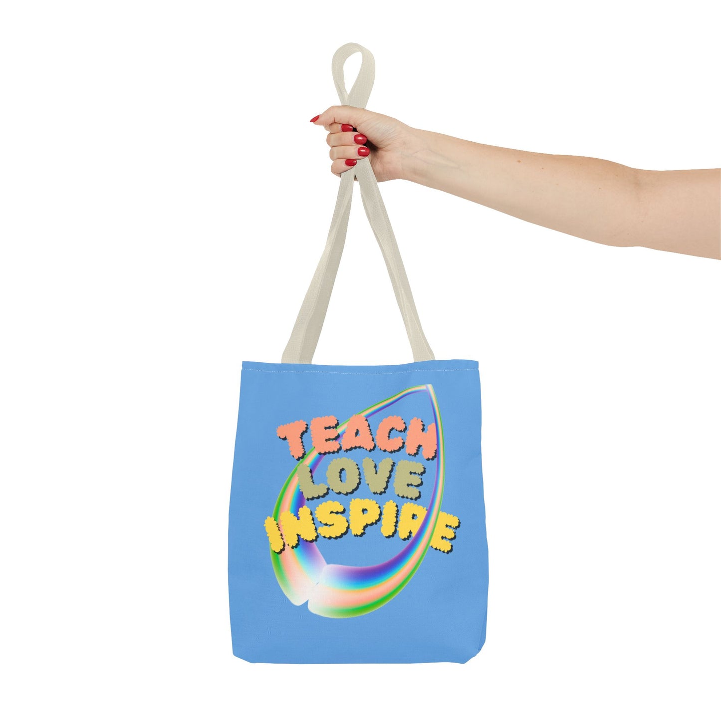 Teach Love Inspire, Inspirational Tote Bag, Teach Love Inspire, Motivational Bag, Teacher Gift, Bright Colorful Tote, Eco-Friendly Shopping Bag